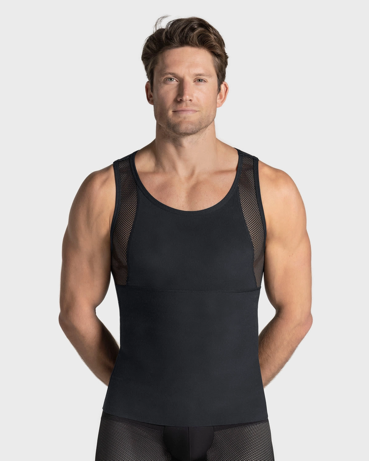 4-Pack of Stretch Cotton Moderate Compression Shaper Tanks with Mesh Cutouts