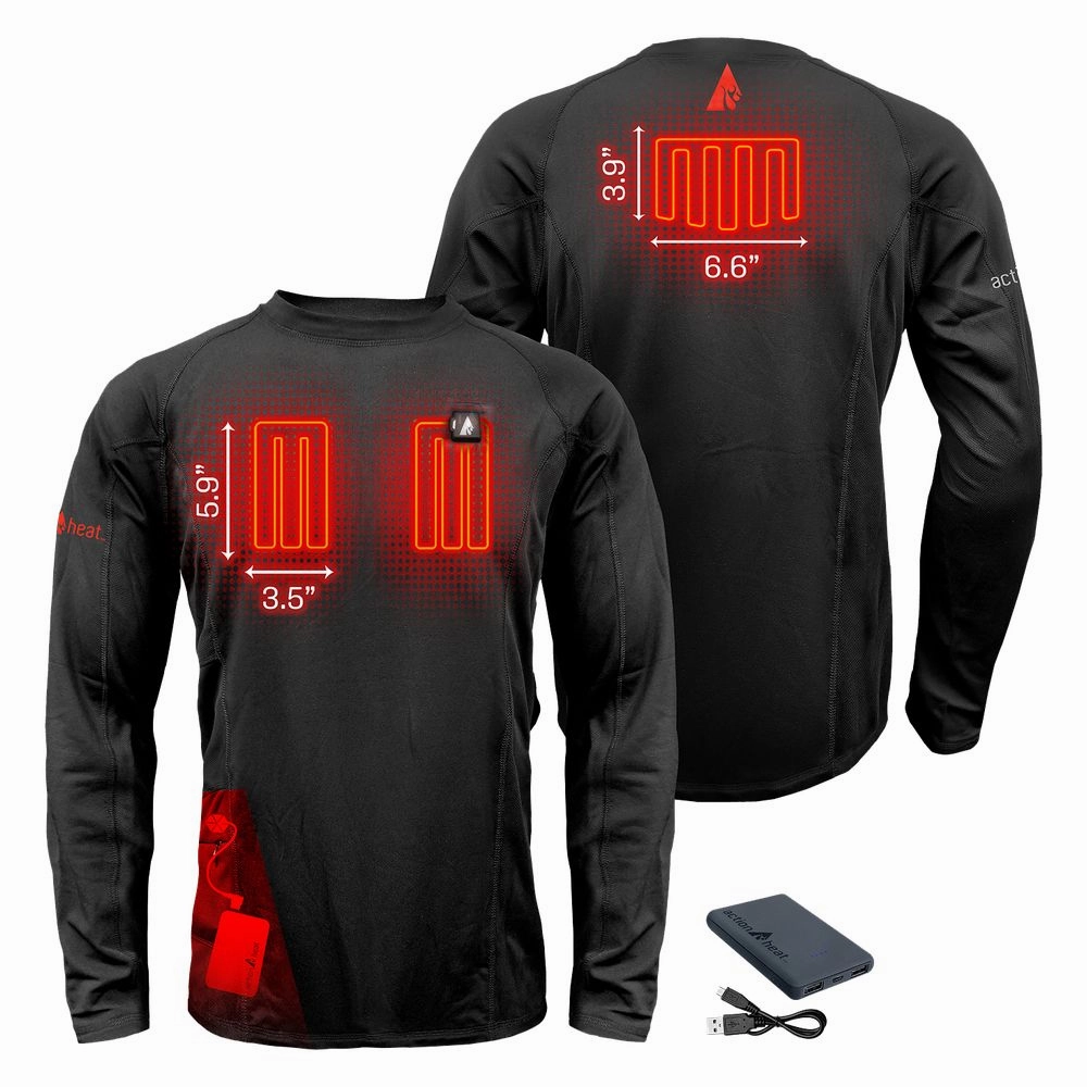 ActionHeat AH-BLT-5V-M 5V Heated Base Layer Long-Sleeve Shirt for Men, Black, M