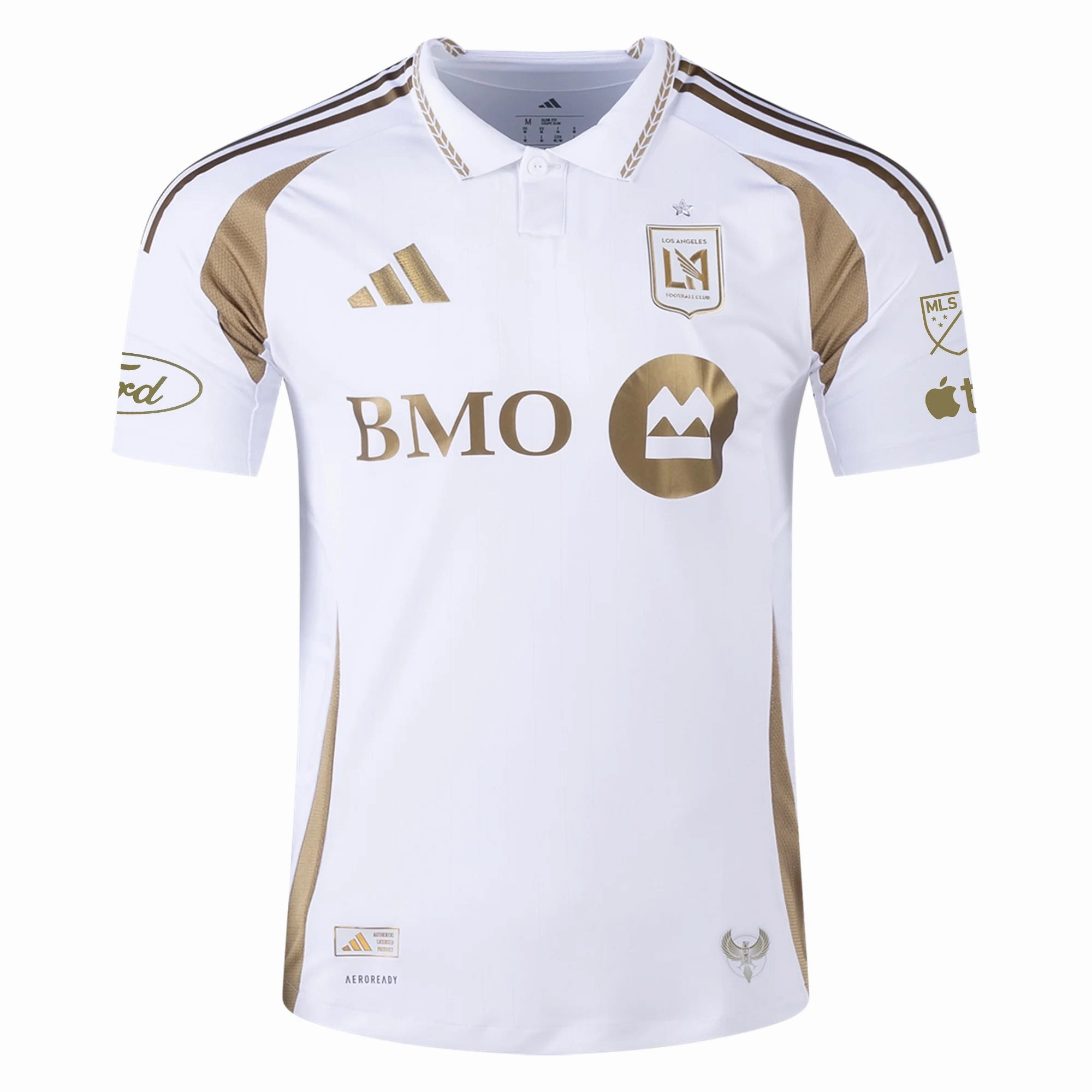adidas Aaron Long LAFC Authentic Away Jersey w/ MLS   Apple   Ford Logo 25/26 (White/Gold)