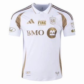 adidas LAFC Authentic Away Jersey w/ MLS   Apple   Ford & LAFD Logo 25/26 (White/Gold)