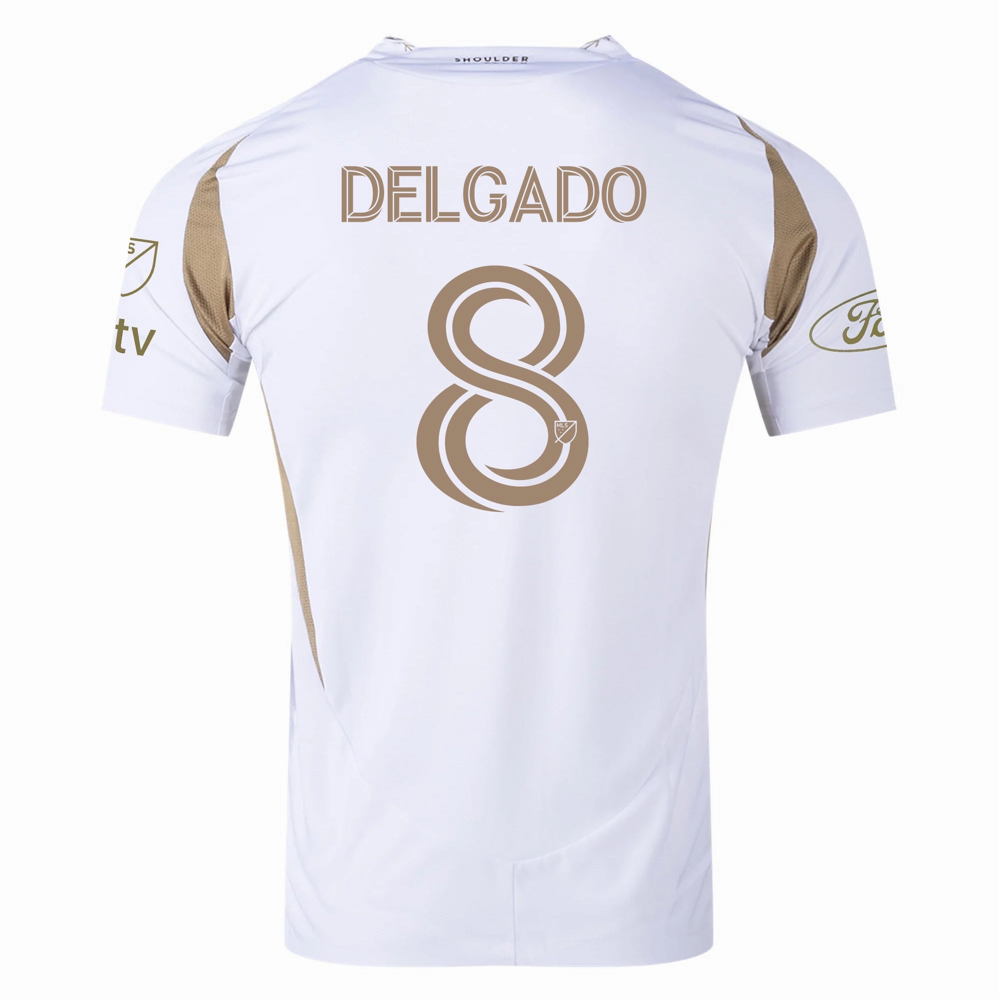 adidas Mark Delgado LAFC Authentic Away Jersey w/ MLS   Apple   Ford Logo 25/26 (White/Gold)
