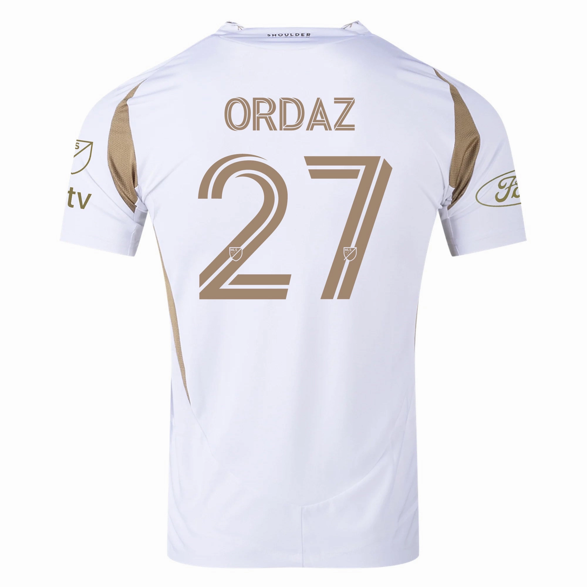 adidas Nathan Ordaz LAFC Authentic Away Jersey w/ MLS   Apple   Ford Logo 25/26 (White/Gold)