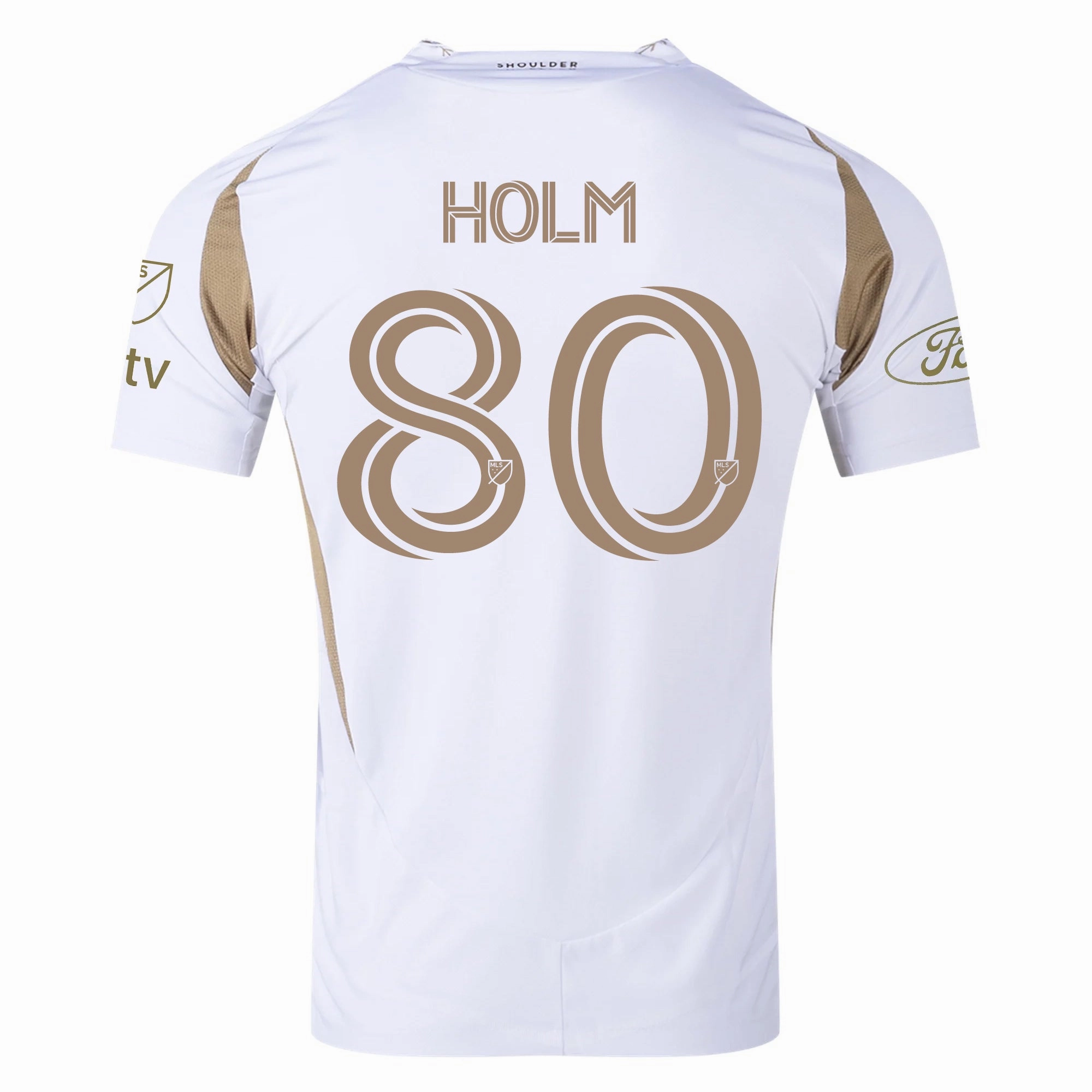 adidas Odin Thiago Holm LAFC Authentic Away Jersey w/ MLS   Apple   Ford Logo 25/26 (White/Gold)