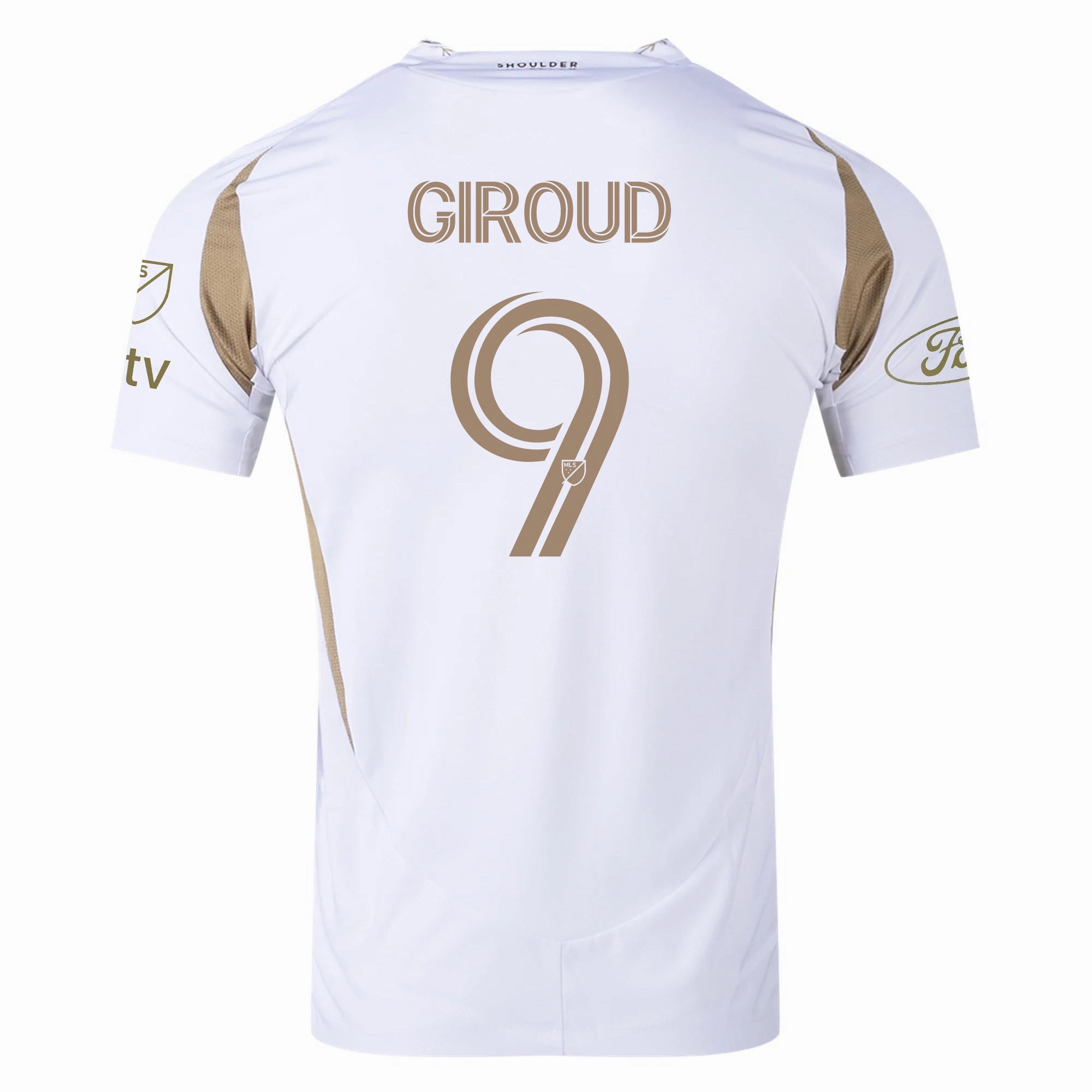 adidas Olivier Giroud LAFC Authentic Away Jersey w/ MLS   Apple   Ford Logo 25/26 (White/Gold) (Copy)