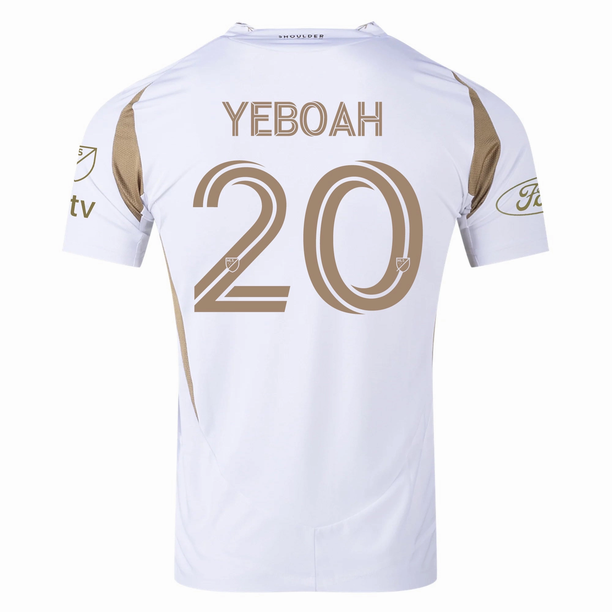 adidas Yaw Yeboah LAFC Authentic Away Jersey w/ MLS   Apple   Ford Logo 25/26 (White/Gold)