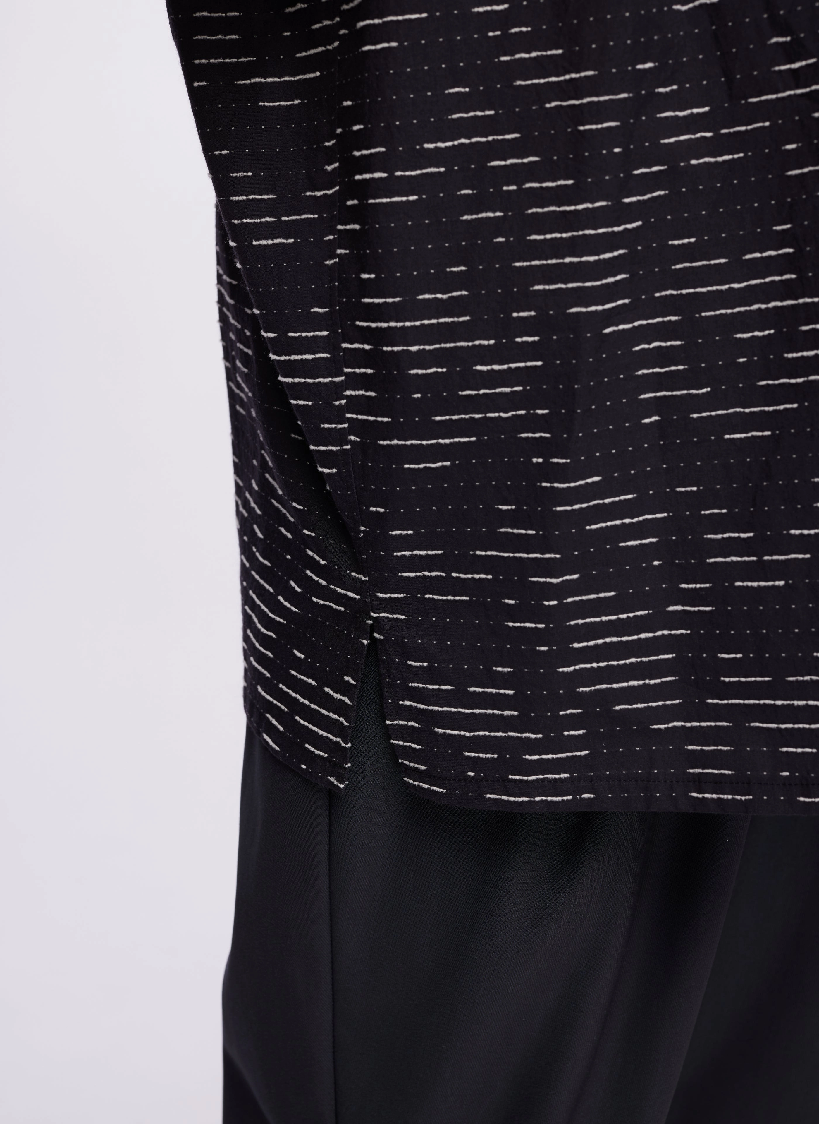 Albini Cotton Jacquard Short Sleeve Open Collar Shirt
