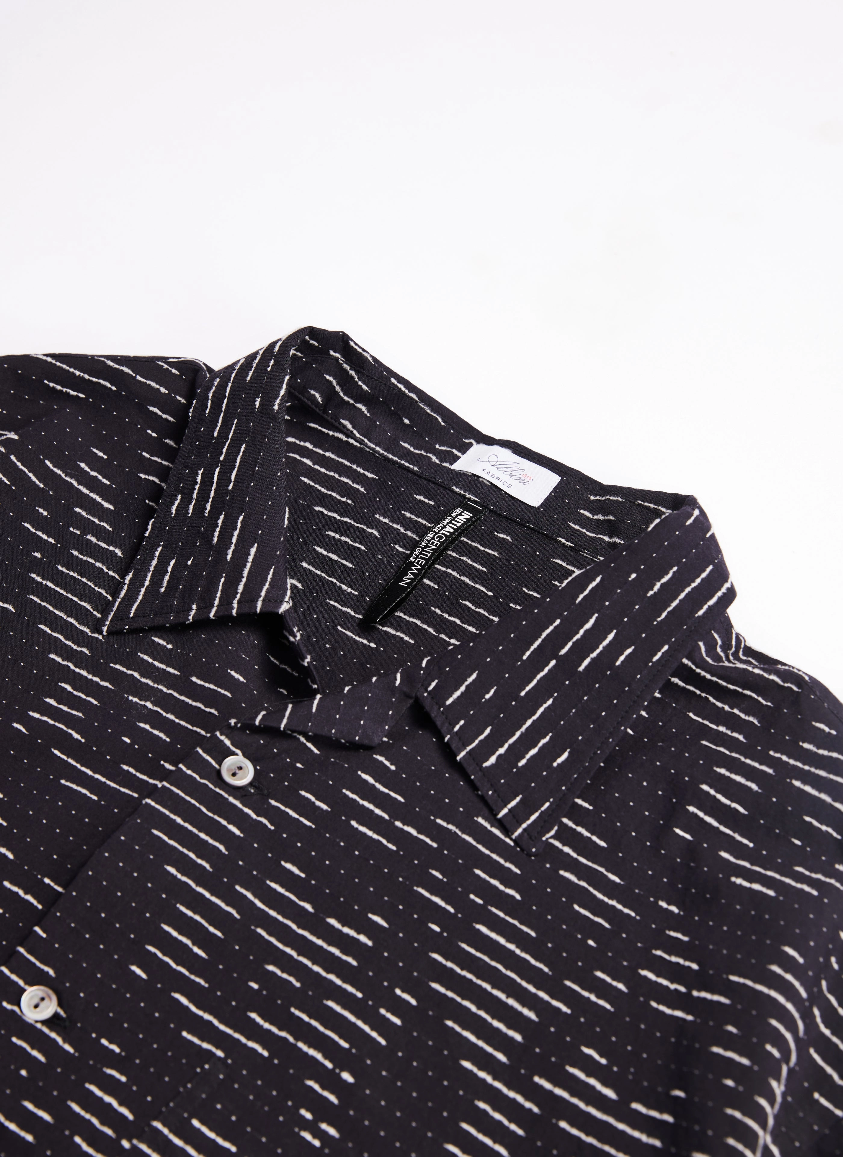 Albini Cotton Jacquard Short Sleeve Open Collar Shirt