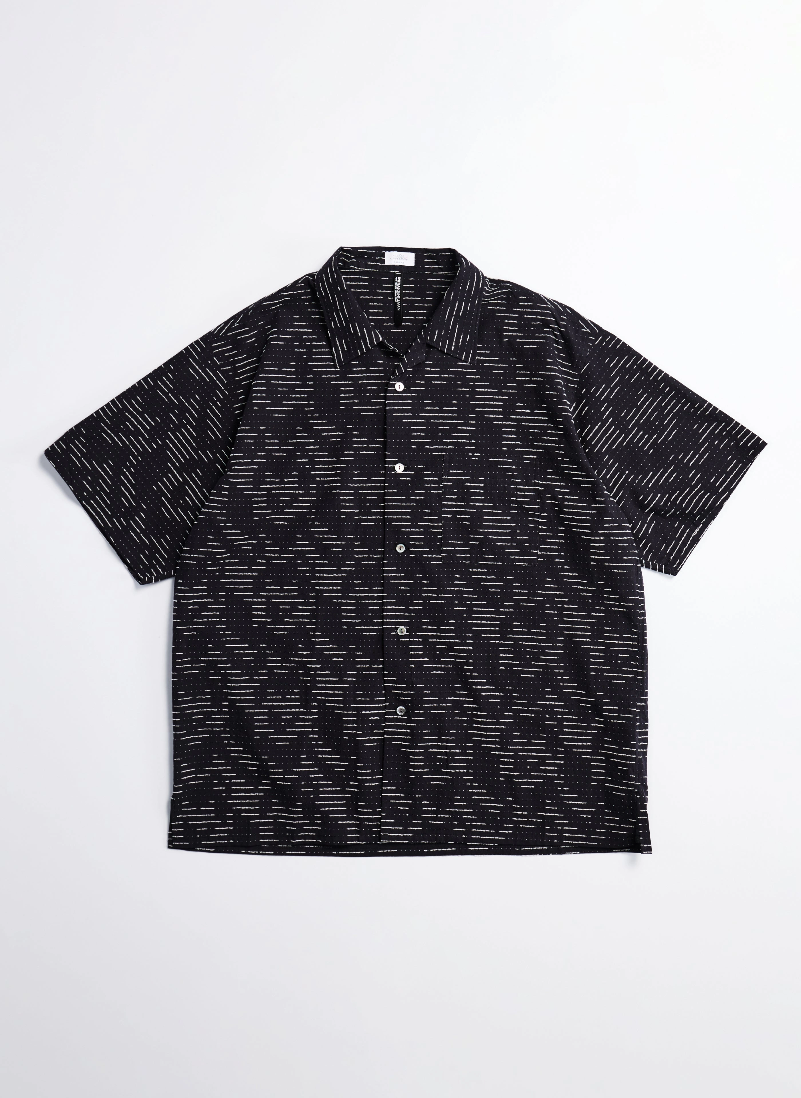 Albini Cotton Jacquard Short Sleeve Open Collar Shirt