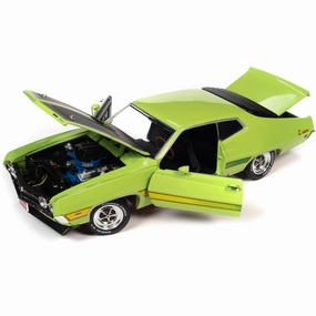 Autoworld 1/18 Model Car - 1971 Ford Torino Cobra Grabber Lime Green with Black