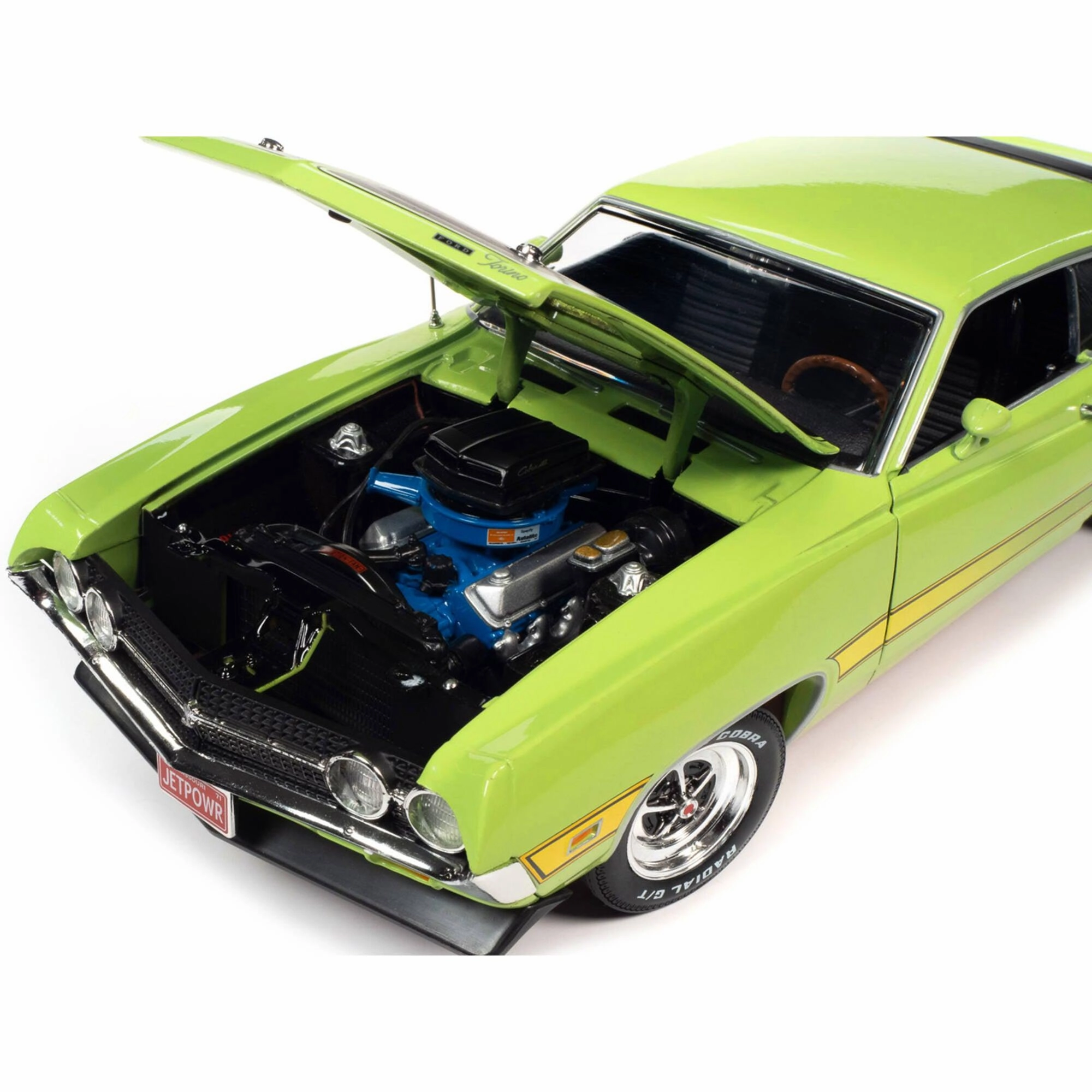 Autoworld 1/18 Model Car - 1971 Ford Torino Cobra Grabber Lime Green with Black