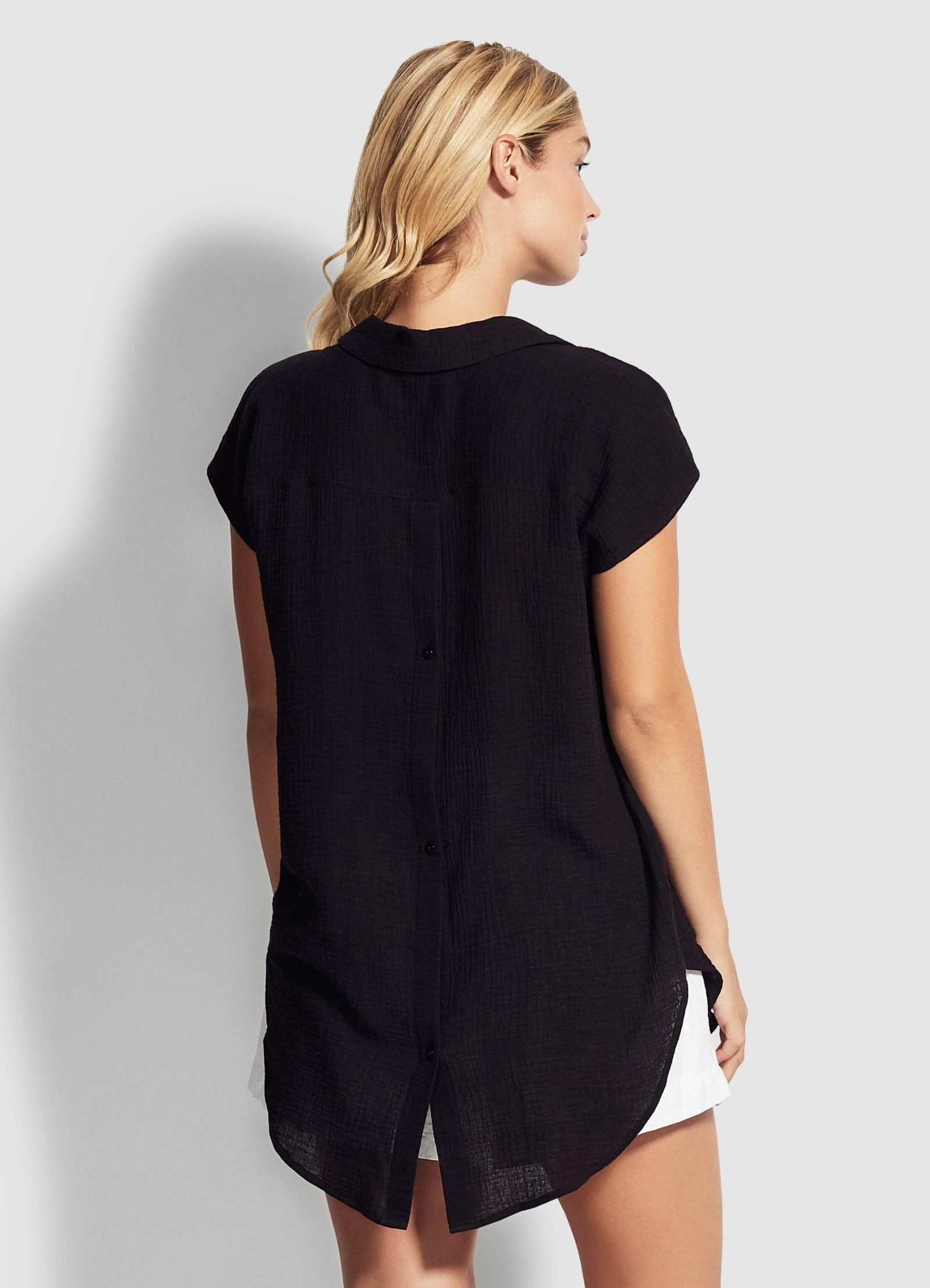 Beach Edit Sleeveless Beach Shirt - Black