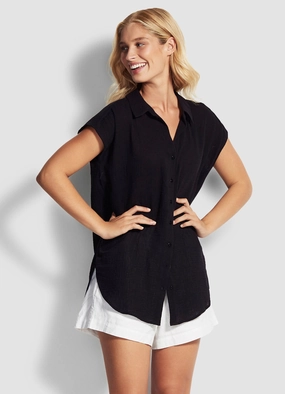 Beach Edit Sleeveless Beach Shirt - Black
