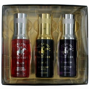 Beverly Hills Polo Club Men's Set - 3 oz Natural Body Spray Collection, 3 Piece