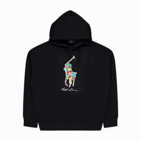 Big Fit Big Pony Fleece Hoodie Polo Black