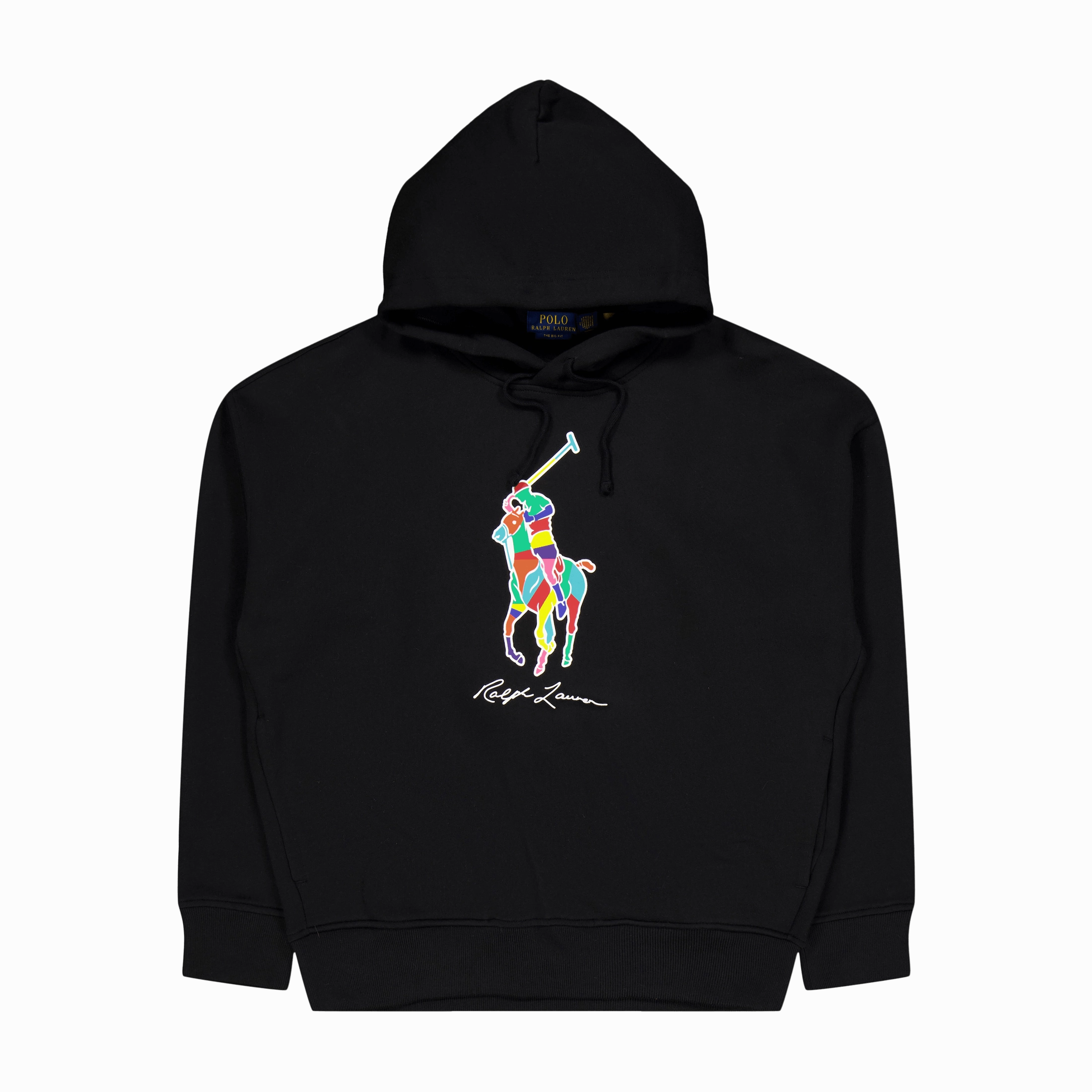 Big Fit Big Pony Fleece Hoodie Polo Black