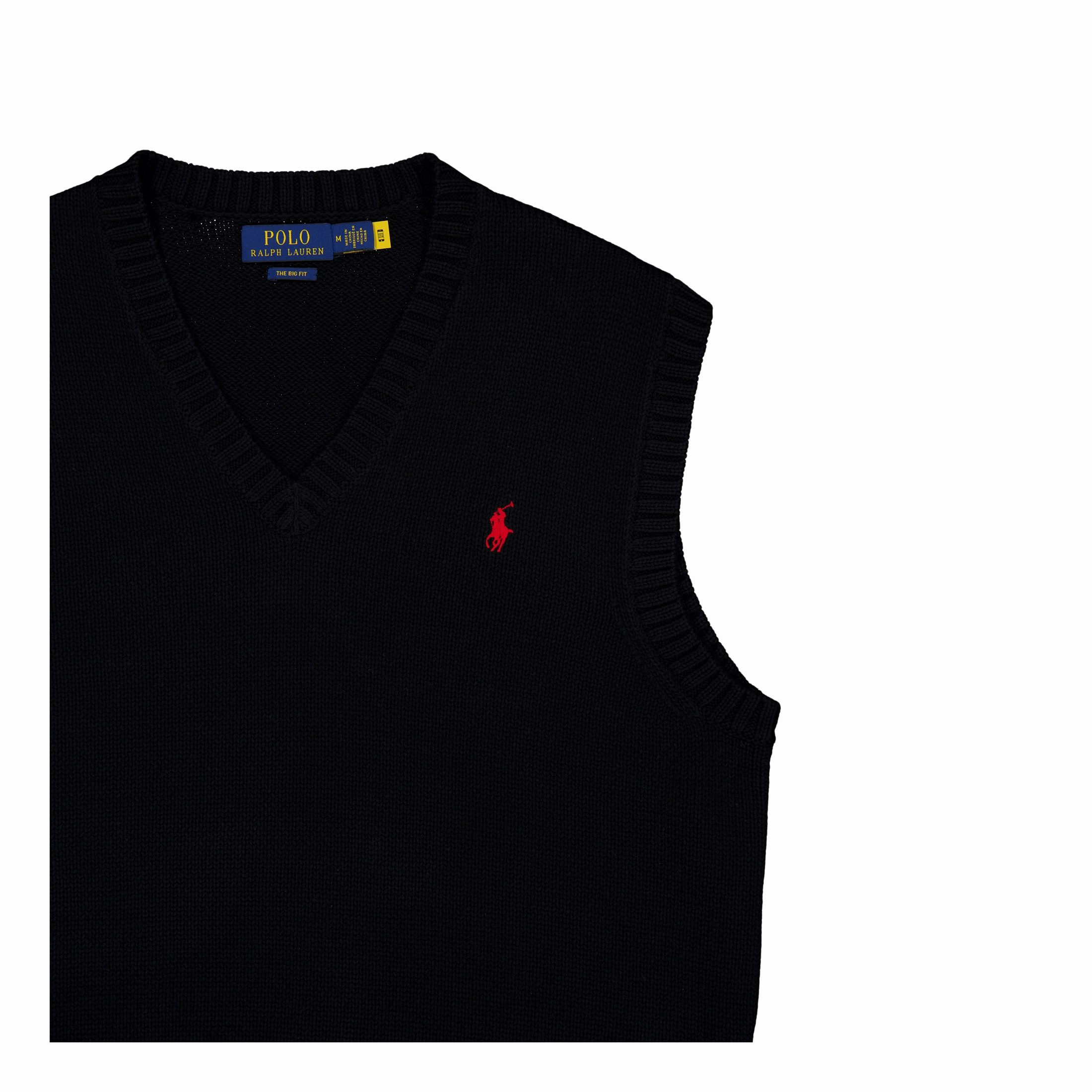 Big Fit Cotton Sweater Vest Polo Black
