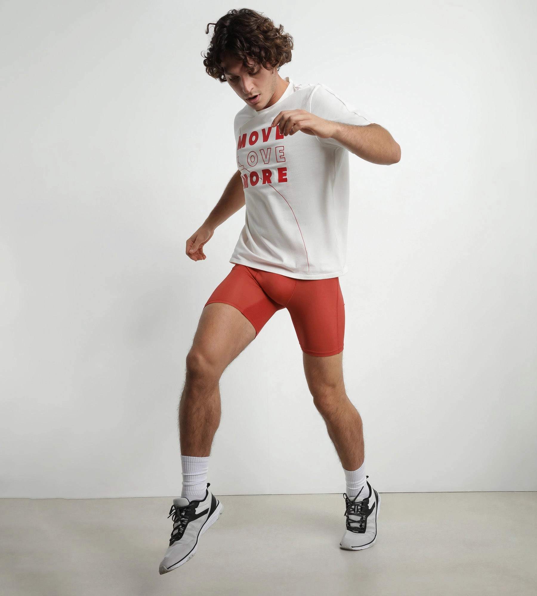 Boxer de sport long homme en microfibre et mesh Rouge Alerte Dim Move