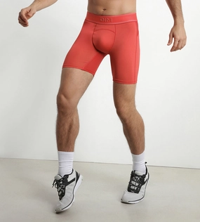 Boxer de sport long homme en microfibre et mesh Rouge Alerte Dim Move