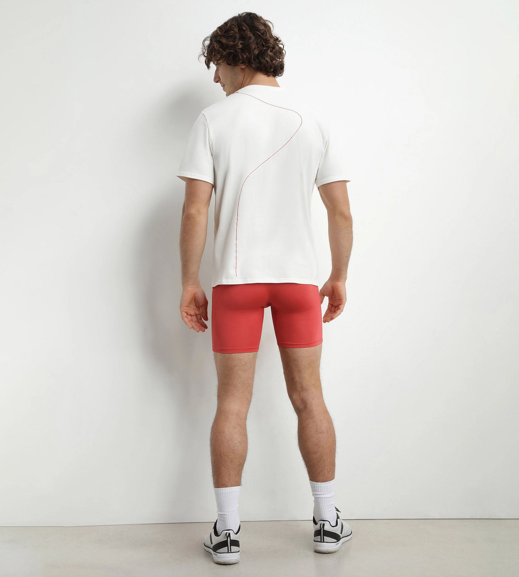 Boxer de sport long homme en microfibre et mesh Rouge Alerte Dim Move