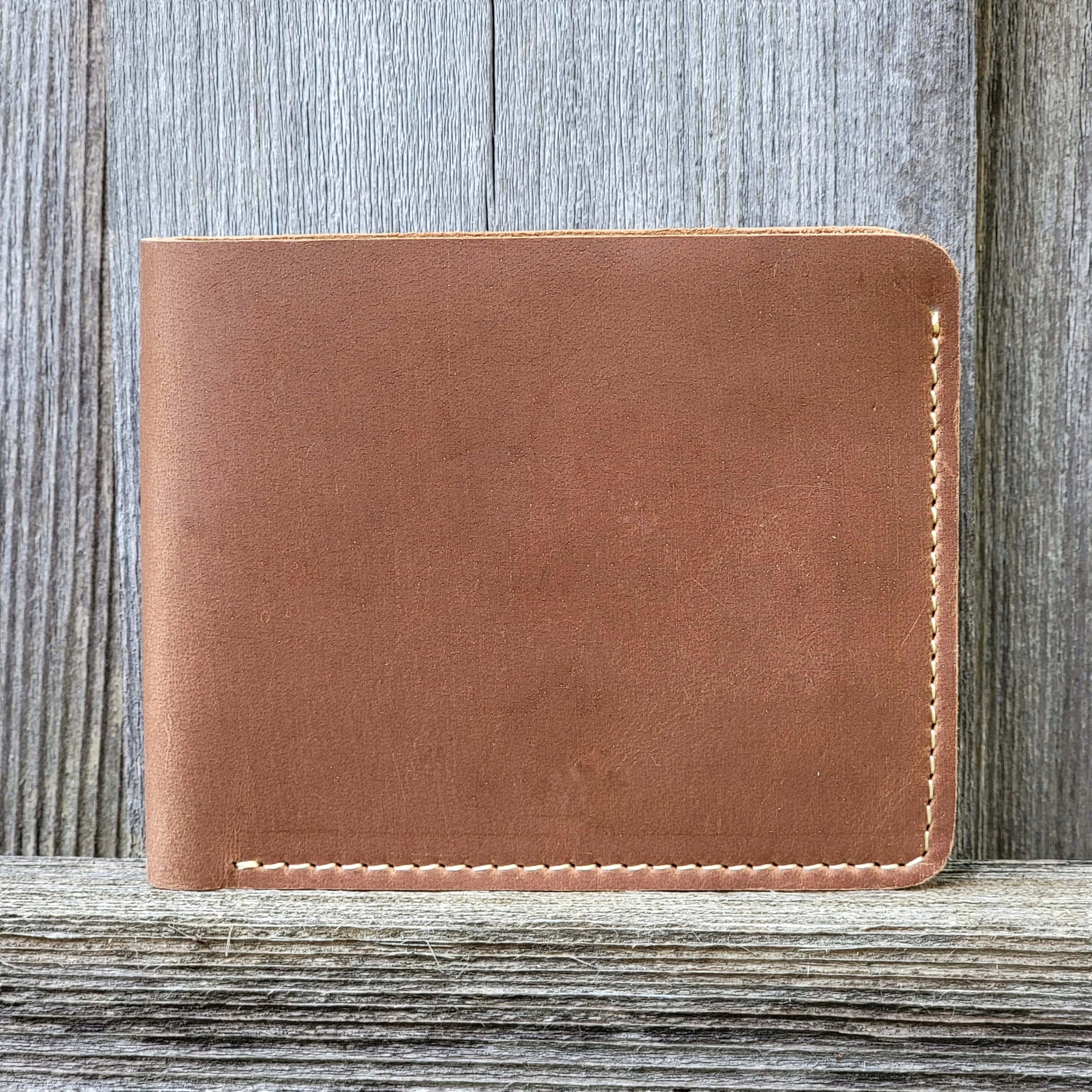 Cognac Full Grain Leather Wallet with Coin Pouch