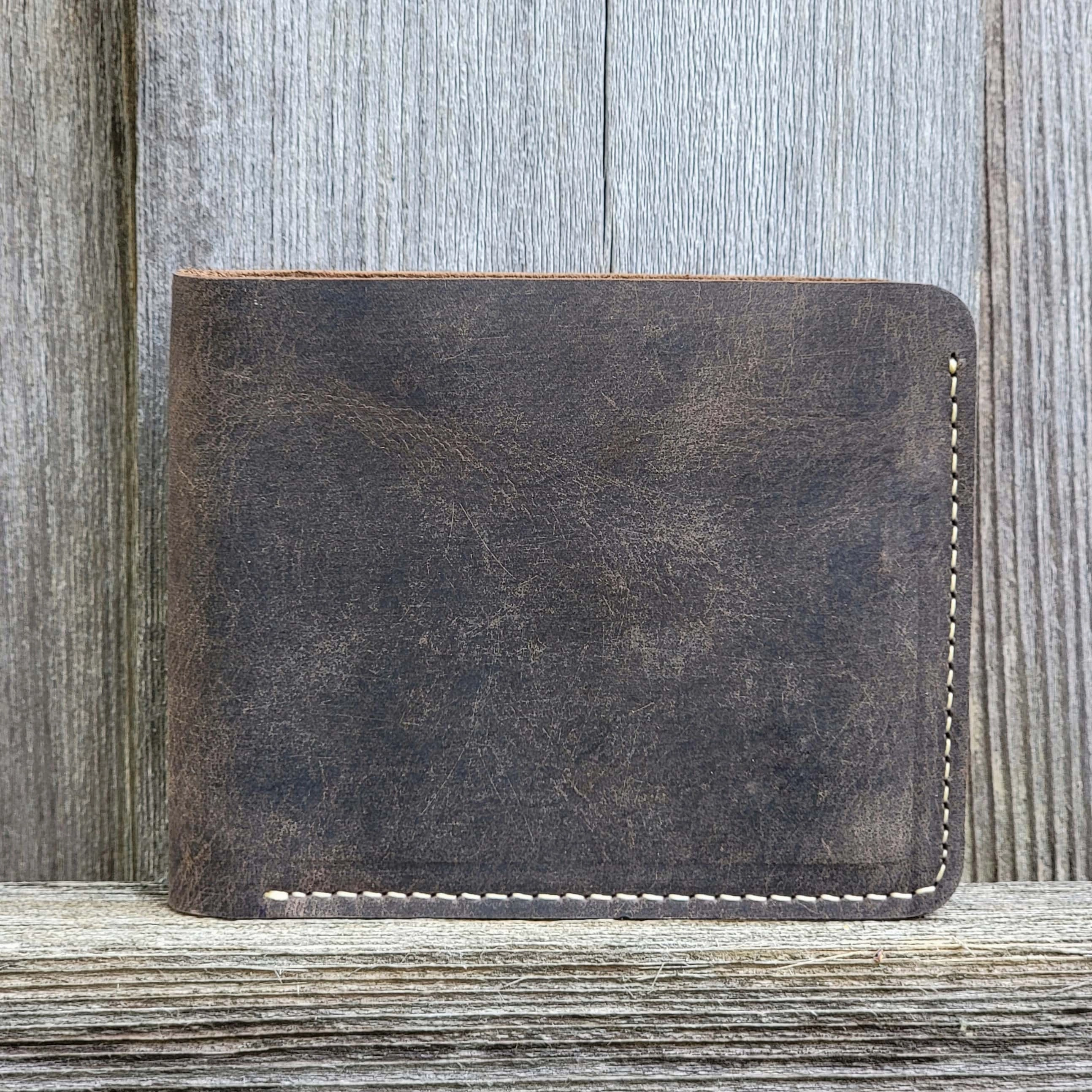 Cognac Full Grain Leather Wallet with Coin Pouch