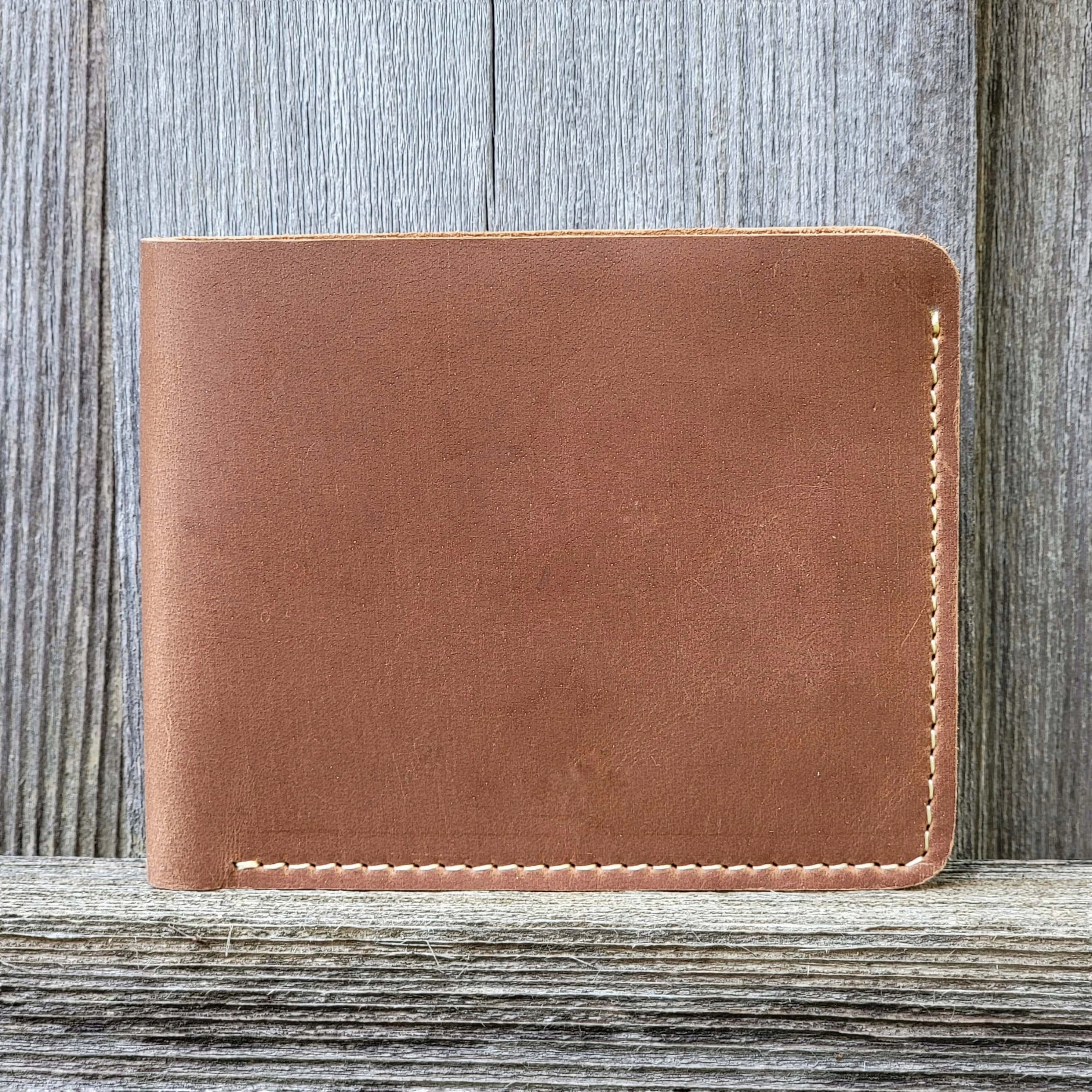 Cognac Full Grain Leather Wallet with Coin Pouch