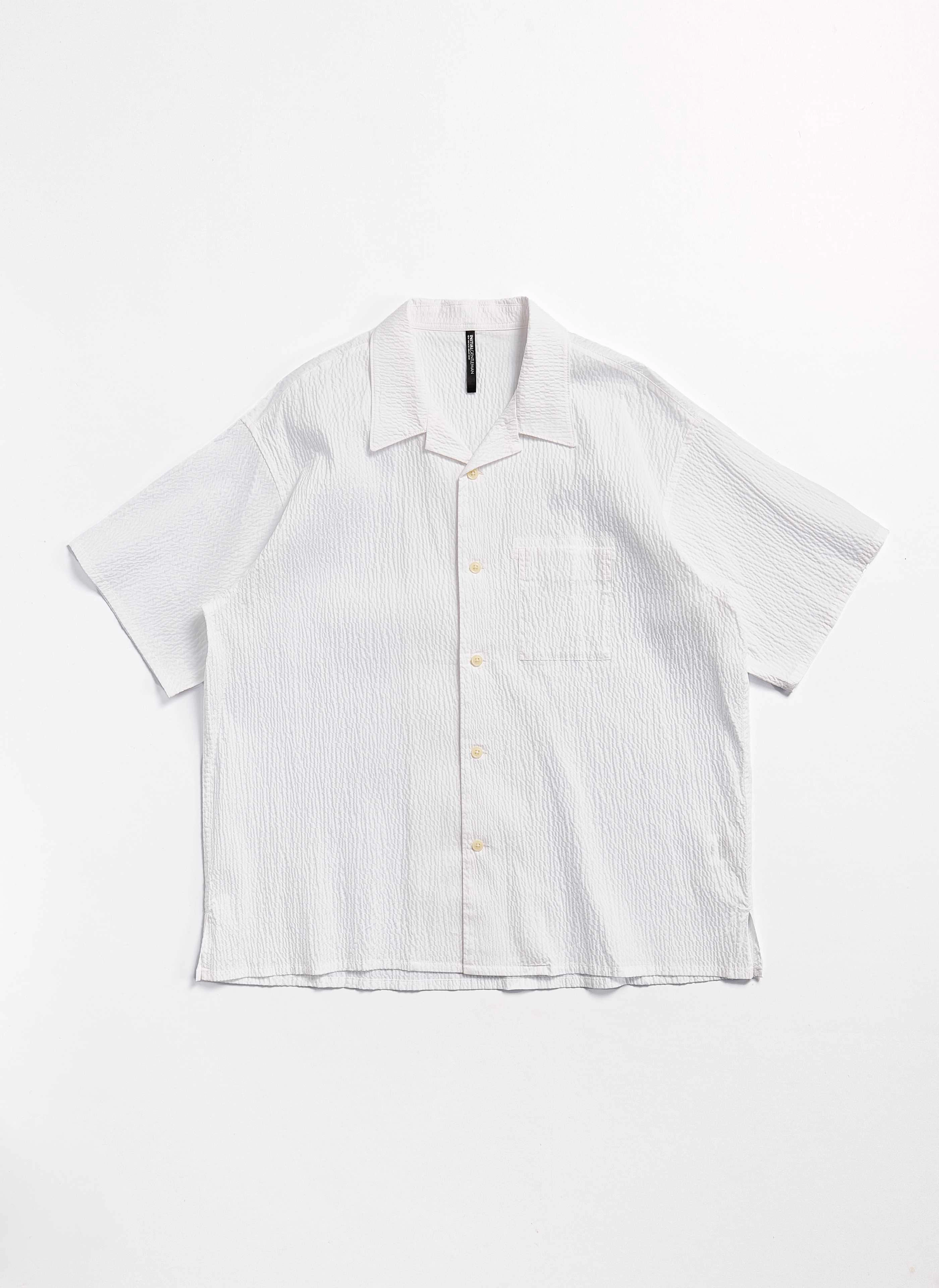 Cotton Nylon Seersucker Open Collar Shirt