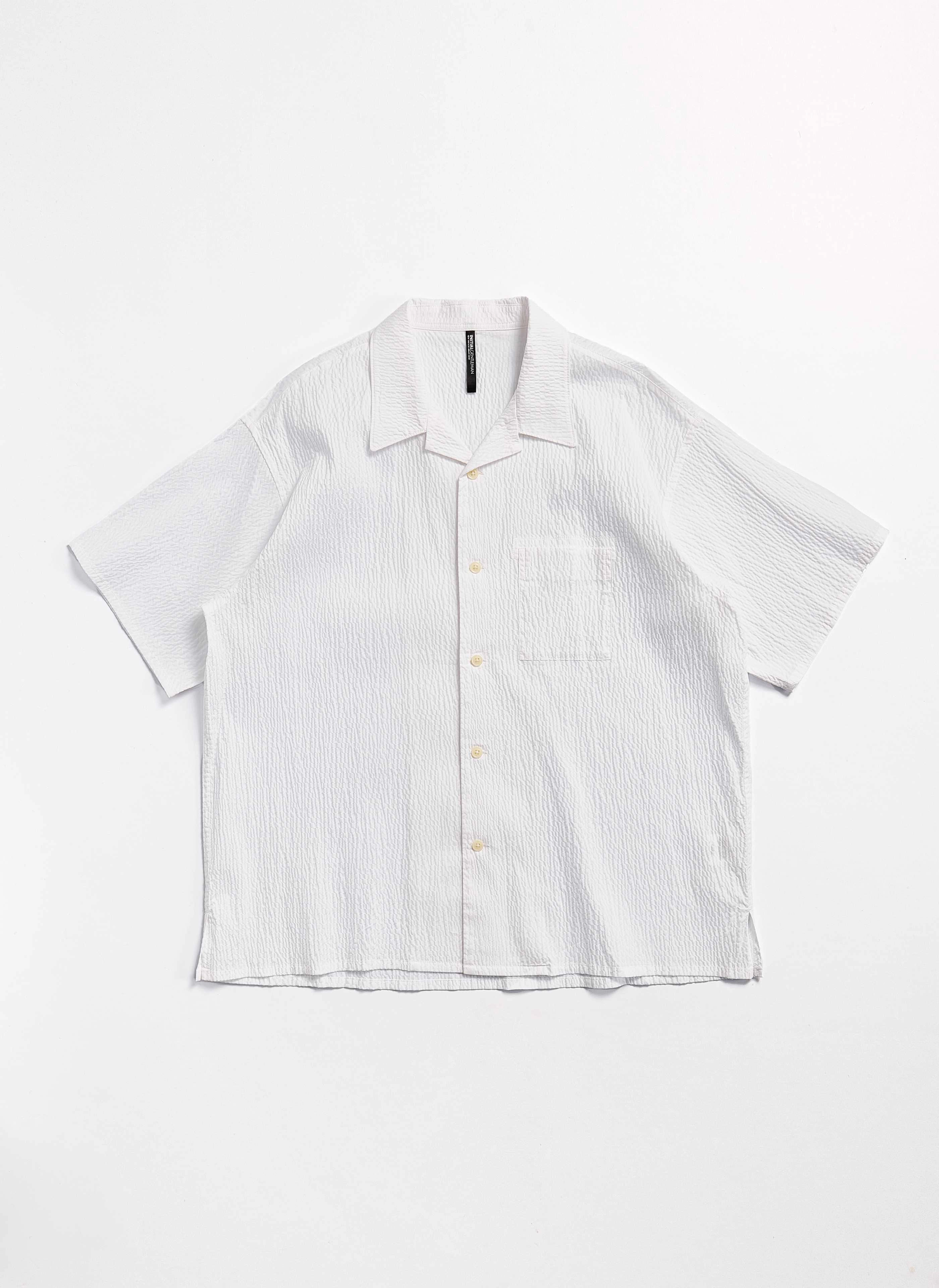Cotton Nylon Seersucker Open Collar Shirt