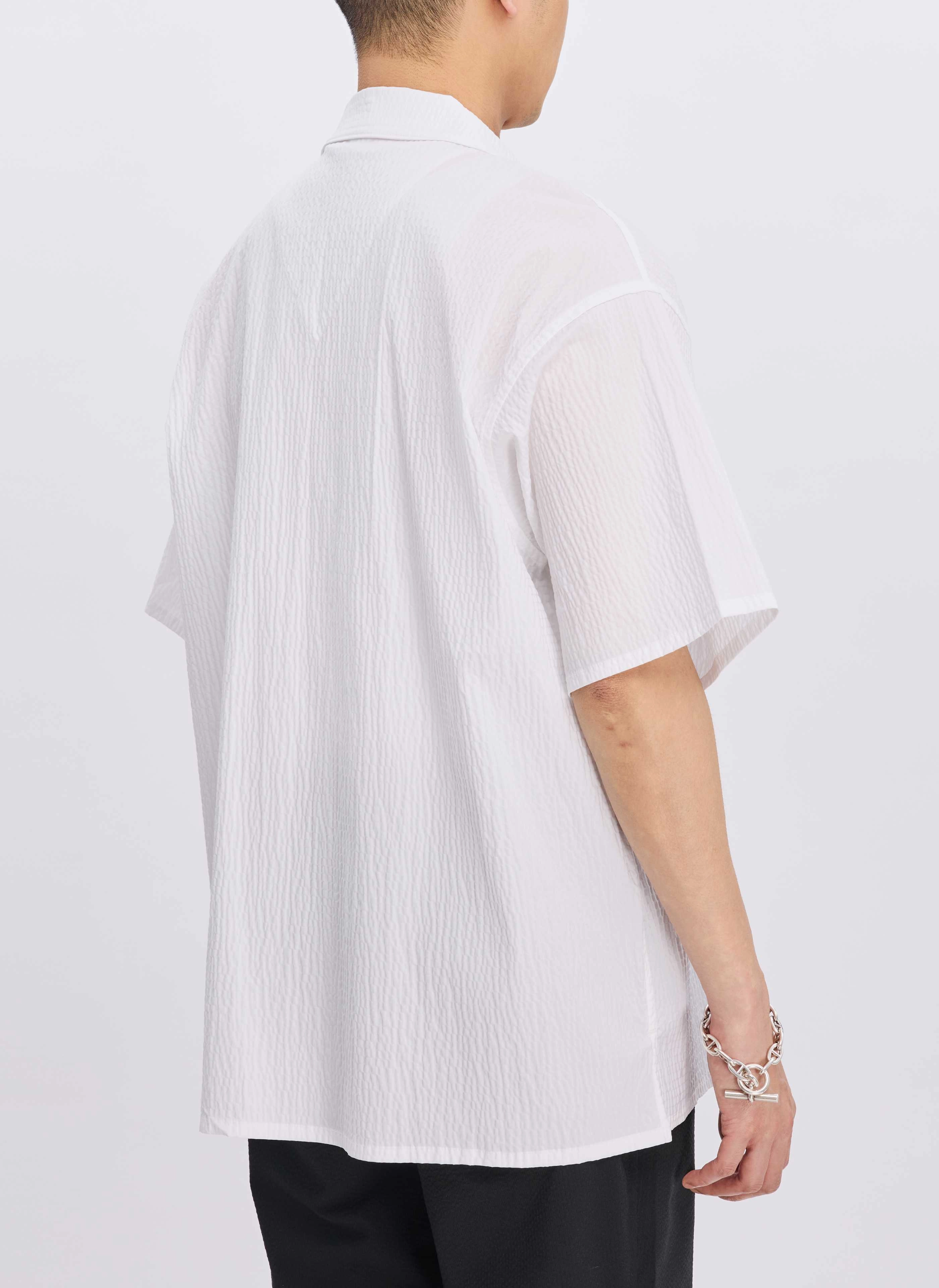 Cotton Nylon Seersucker Open Collar Shirt