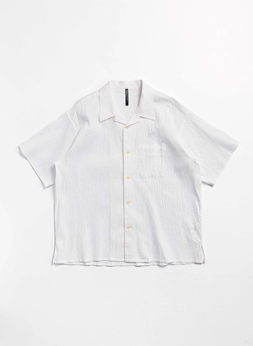 Cotton Nylon Seersucker Open Collar Shirt