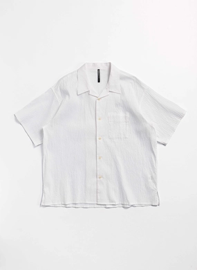 Cotton Nylon Seersucker Open Collar Shirt