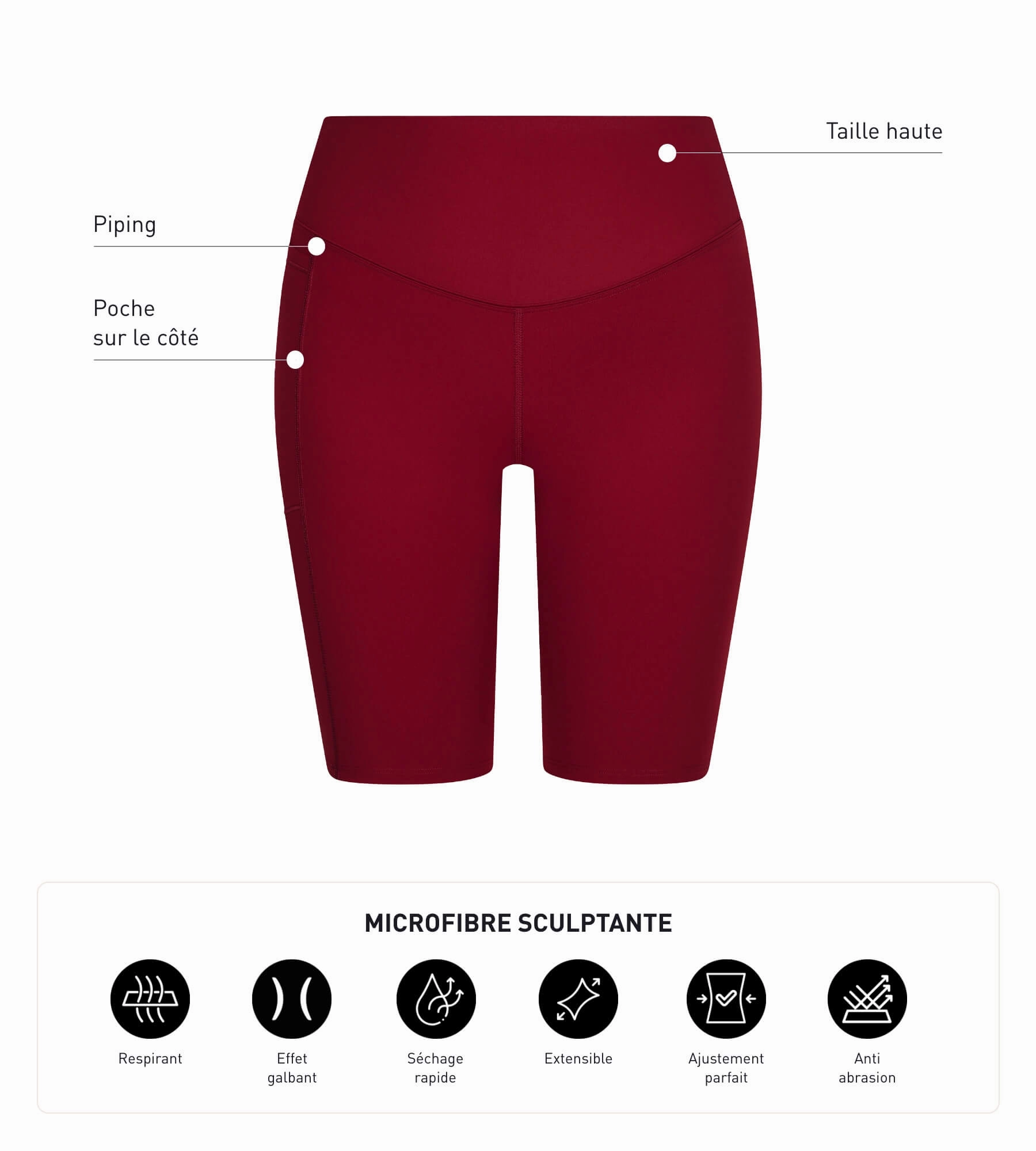 Cycliste de sport femme en microfibre sculptante Bordeaux Dim Move
