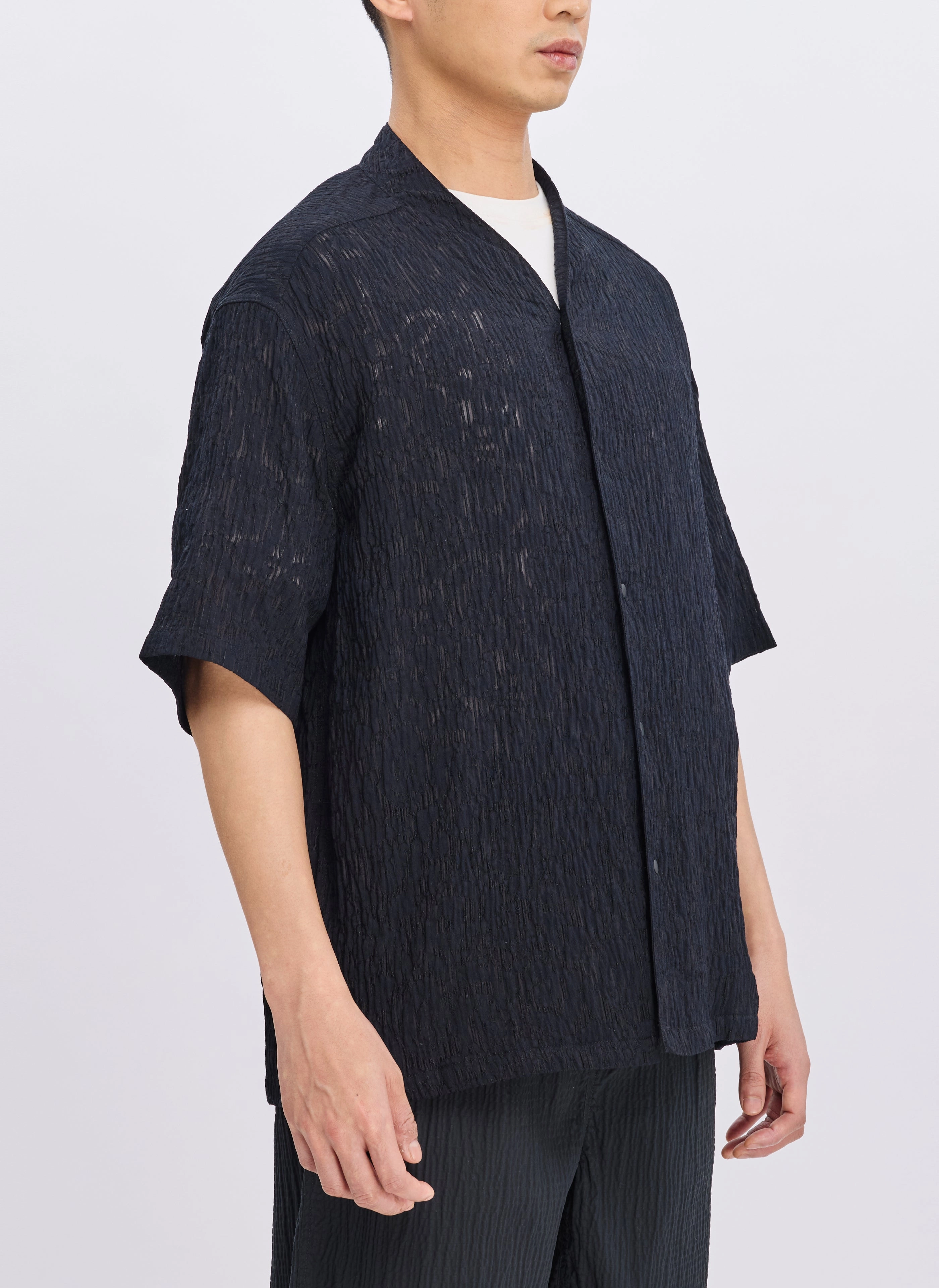 Distressed Rayon Nylon Oriental Shirt