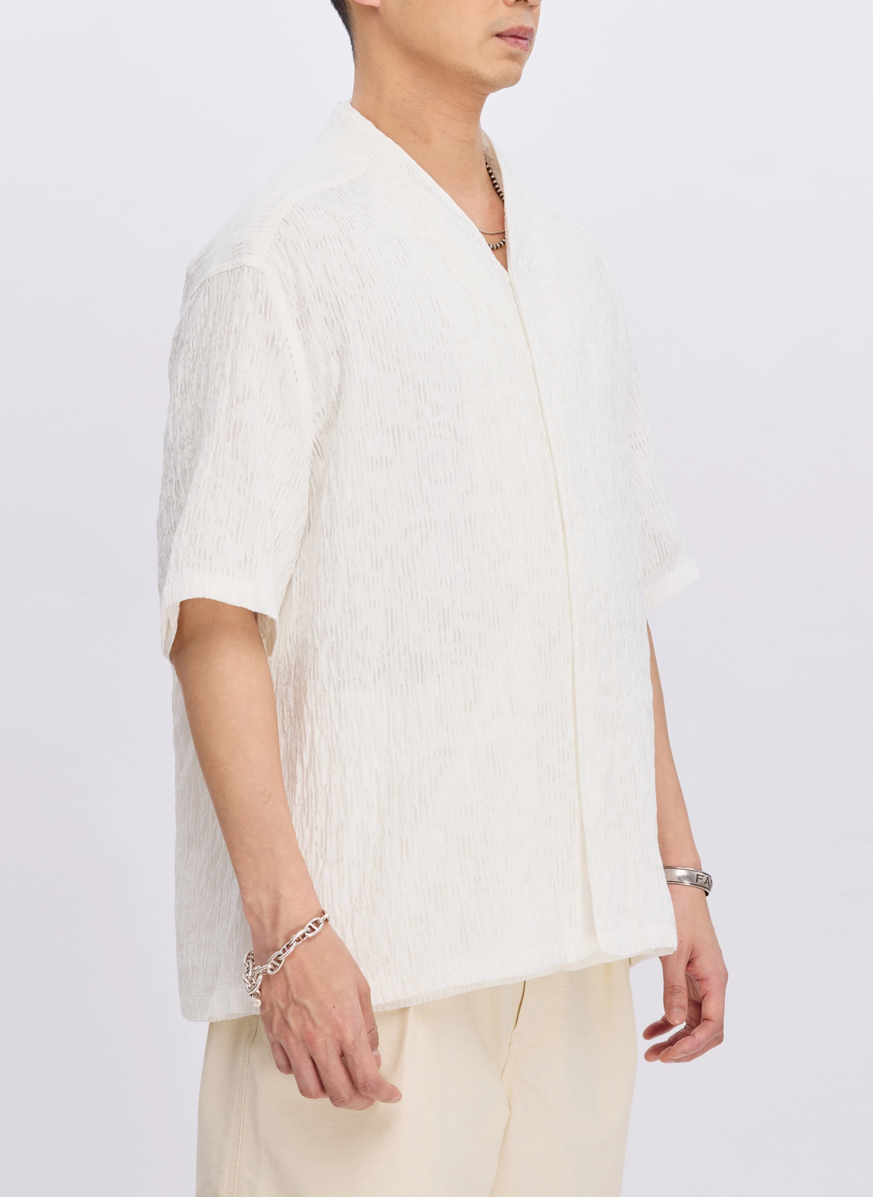 Distressed Rayon Nylon Oriental Shirt