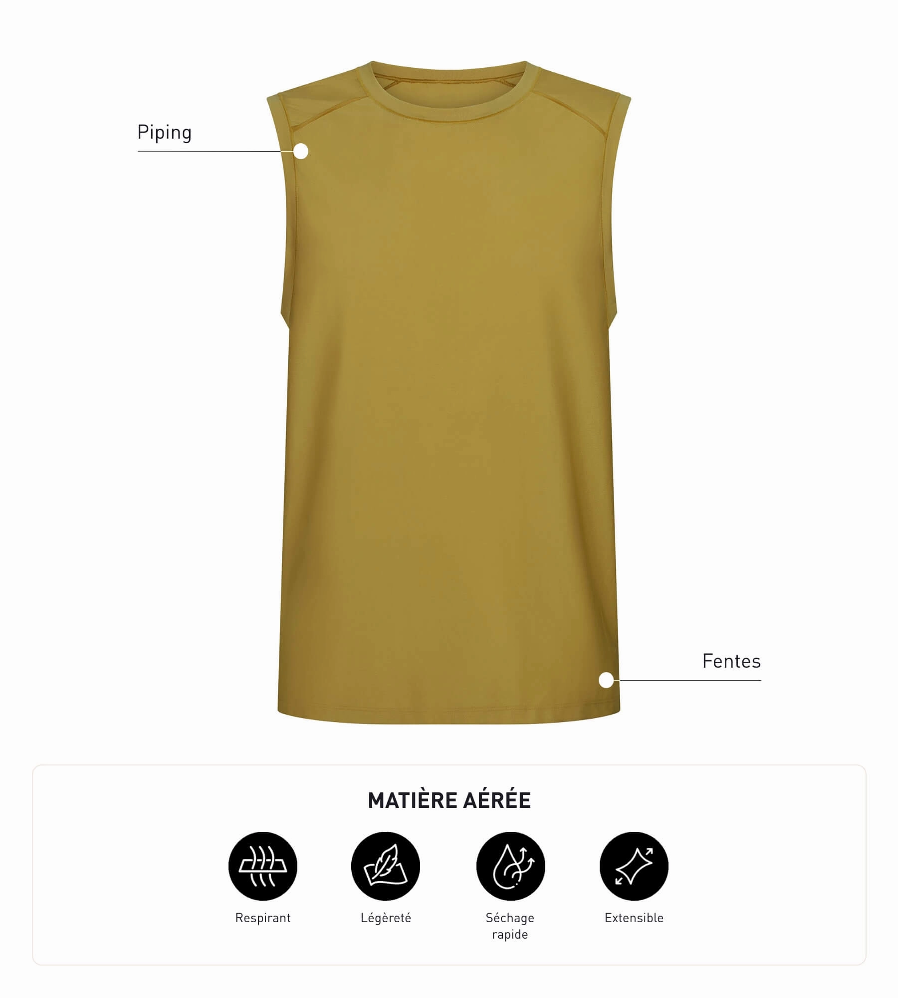 Débardeur de sport homme en matière aérée Olive Dim Move