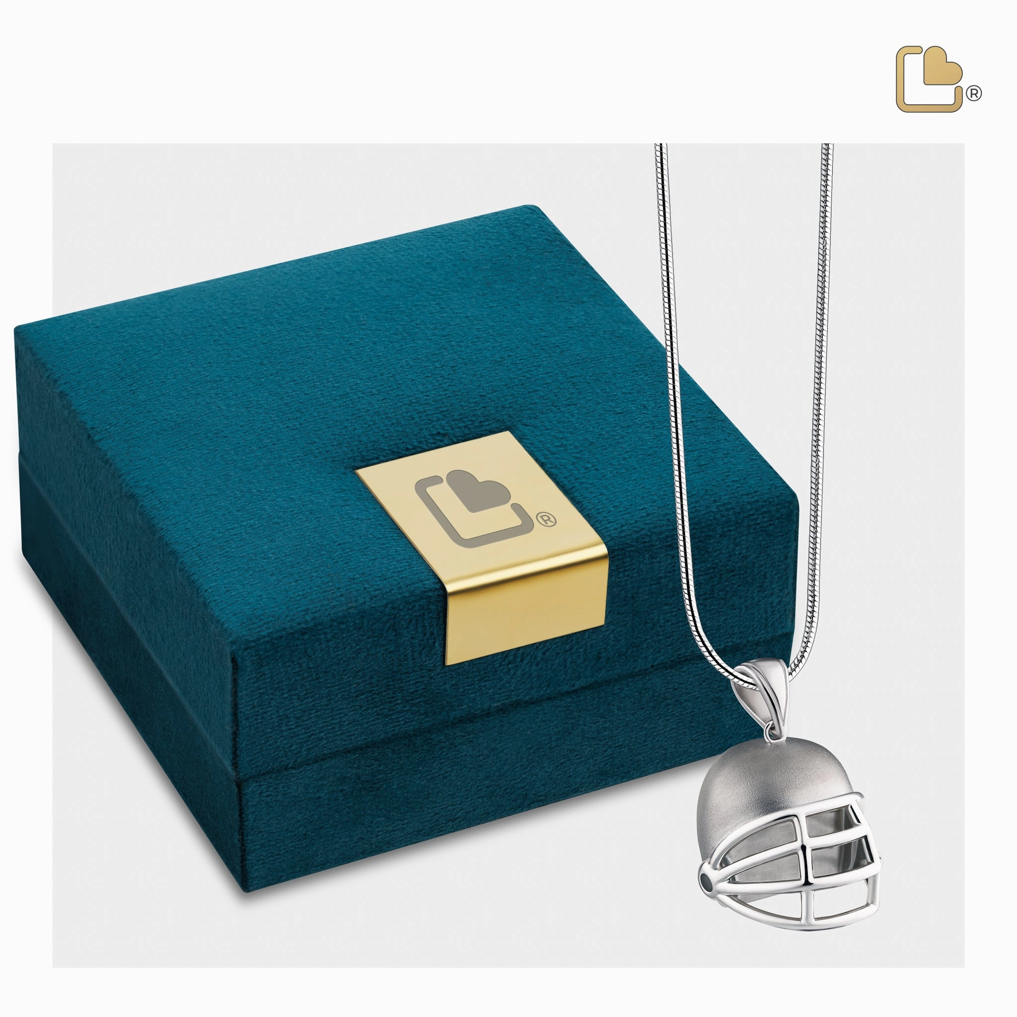 Football Helmet Two Tone Sterling Silver Cremation Pendant