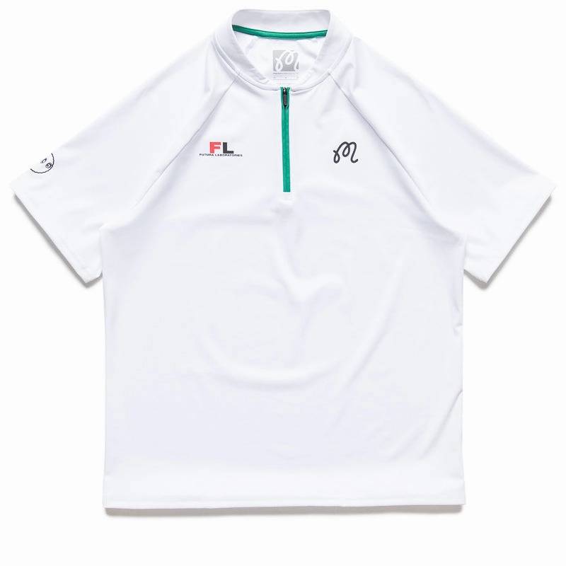 Futura Laboratories x Malbon Golf Zip Raglan Blade Polo - White