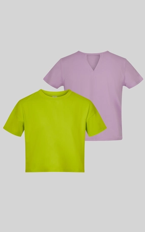 Girls 2 PK Short Sleeve Shirt and Boxy Tee