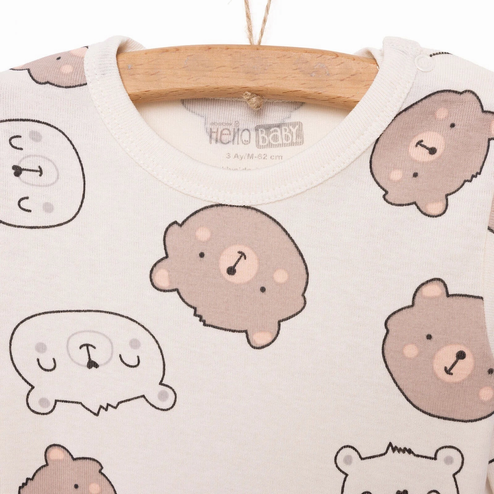HelloBaby Baby Boy Long Sleeve Bodysuit - Beige