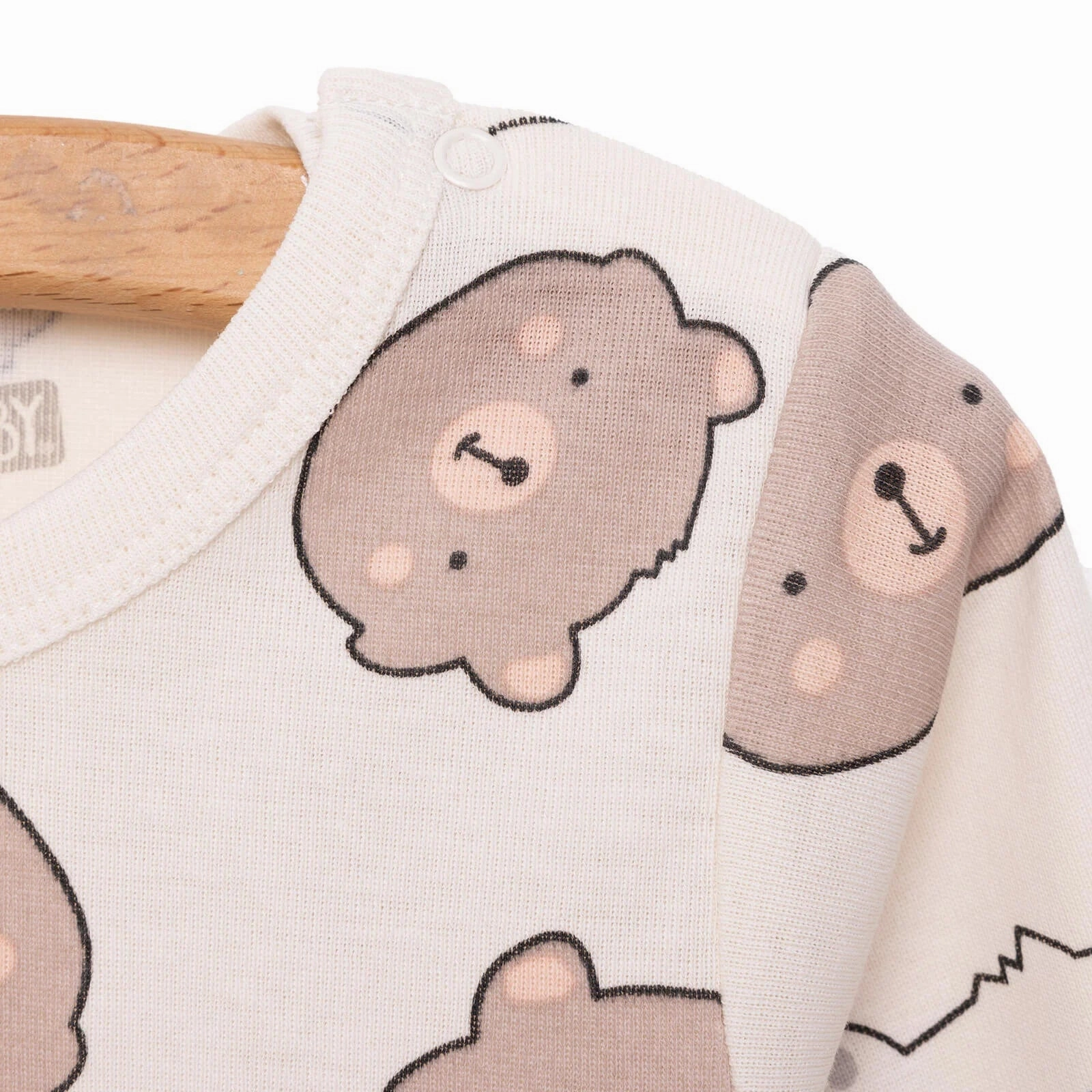 HelloBaby Baby Boy Long Sleeve Bodysuit - Beige