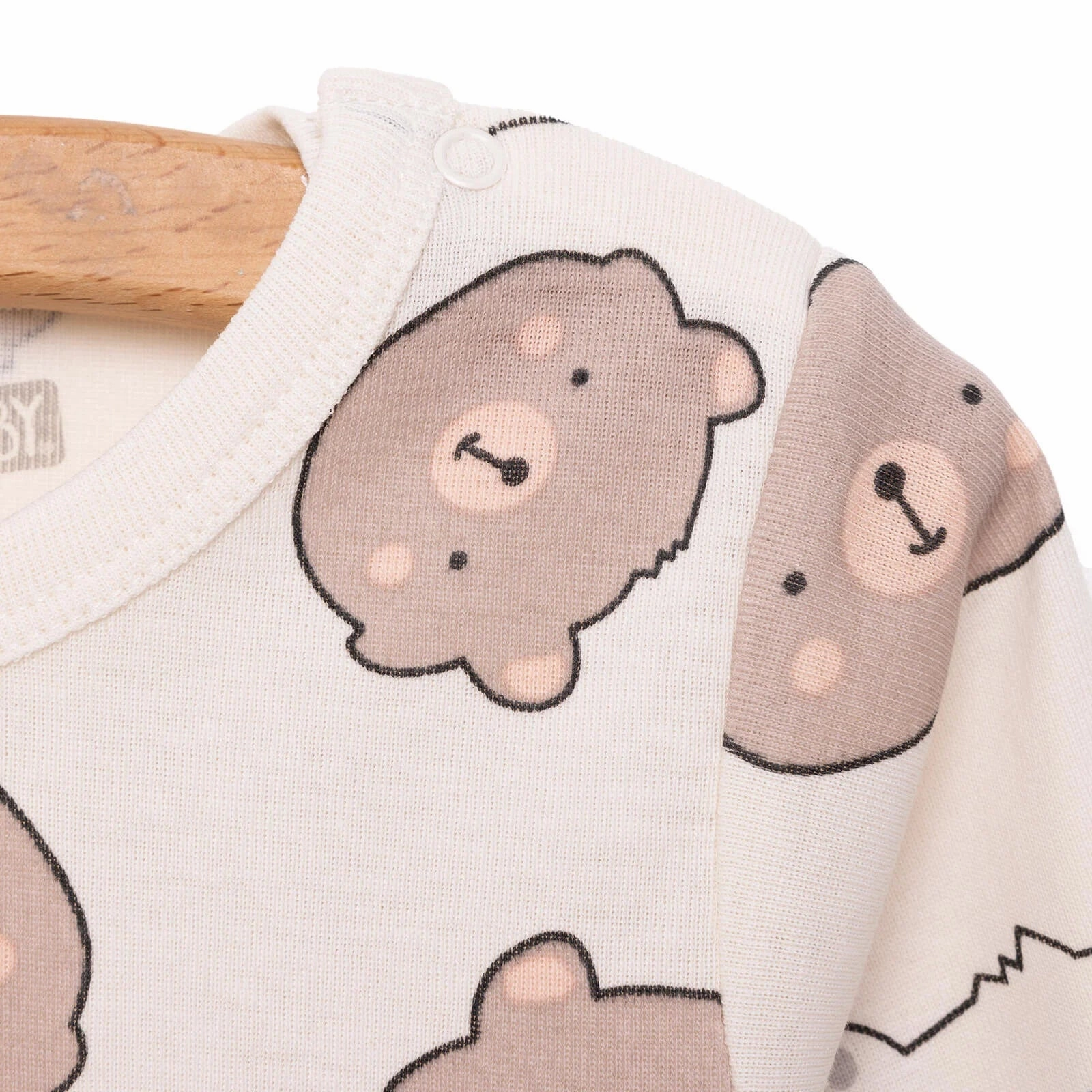 HelloBaby Baby Boy Long Sleeve Bodysuit - Beige