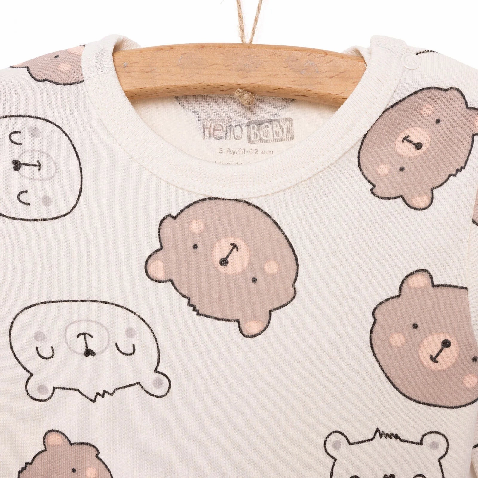 HelloBaby Baby Boy Long Sleeve Bodysuit - Beige