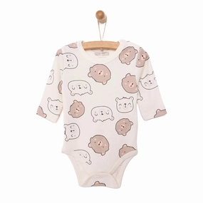 HelloBaby Baby Boy Long Sleeve Bodysuit - Beige