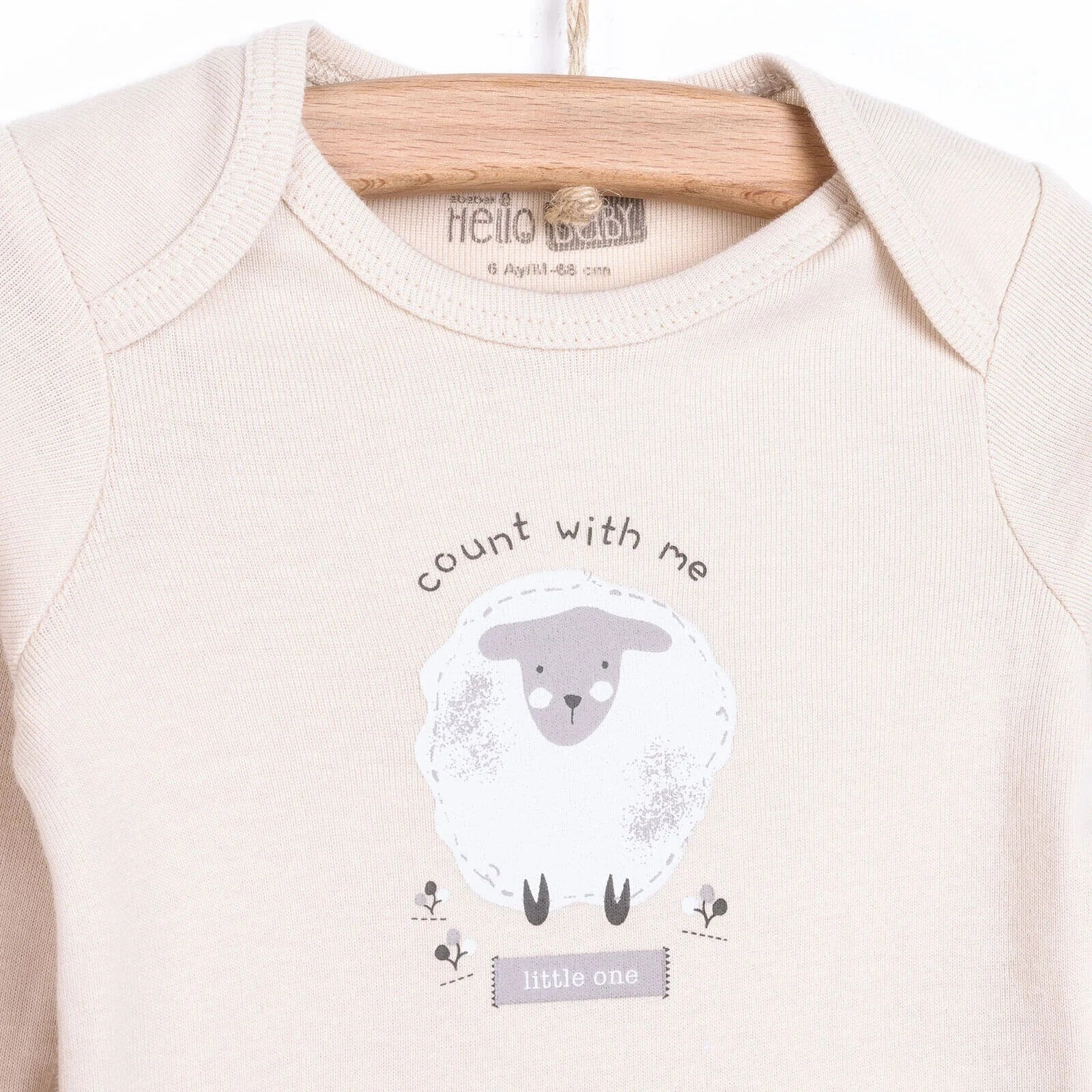 HelloBaby Baby Girl Long Sleeve Bodysuit 2 pcs - Beige