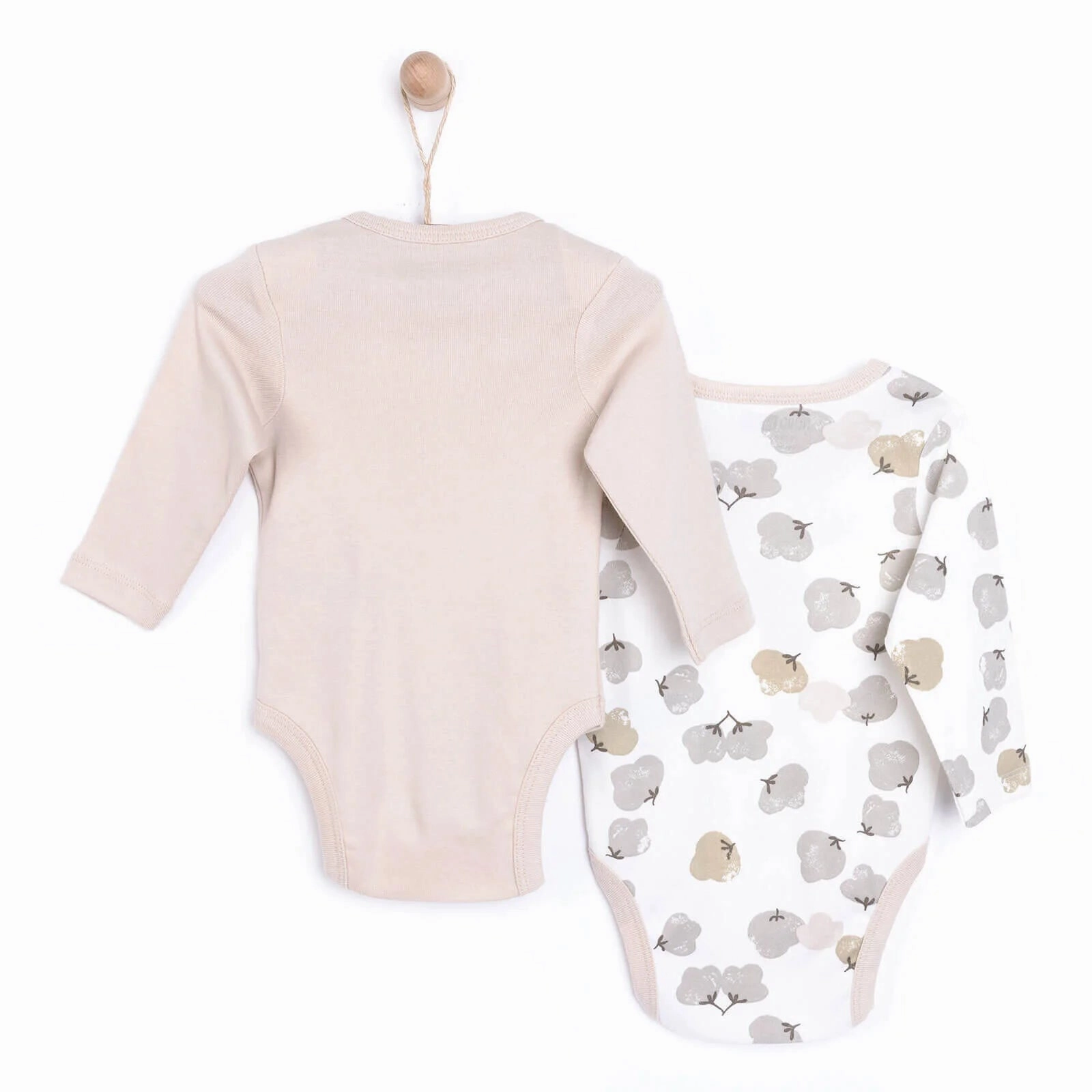 HelloBaby Baby Girl Long Sleeve Bodysuit 2 pcs - Beige