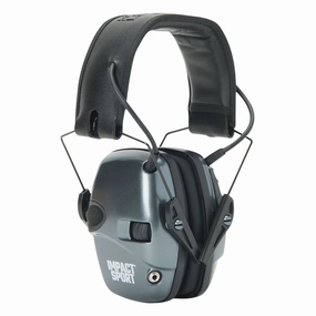 Howard Leight Impact Sport Electronic Earmuffs with Auxiliary Input - Metallic Grey