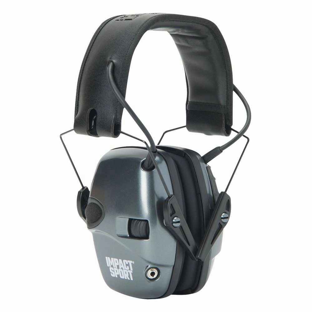 Howard Leight Impact Sport Electronic Earmuffs with Auxiliary Input - Metallic Grey