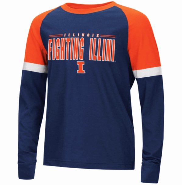 Illinois Fighting Illini Colosseum Youth Ollie Long Sleeve Raglan T-Shirt