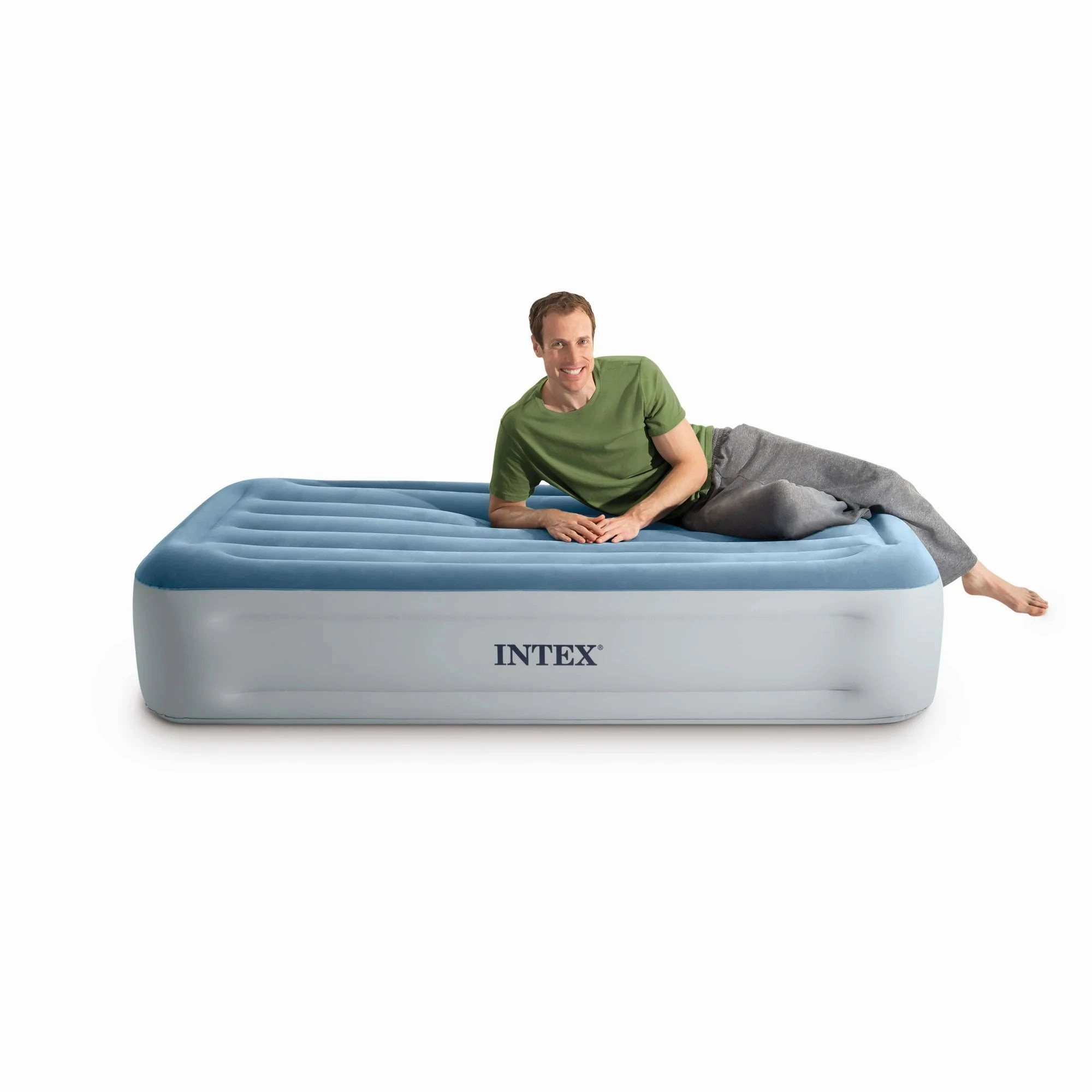 Intex 64171WD 15" Twin Essential Rest Dura-Beam Airbed Mattress with Built-in Pump