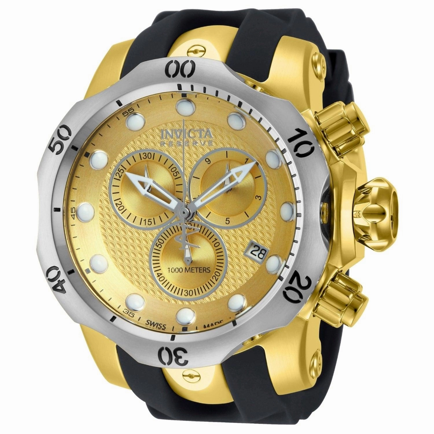 Invicta 16151 Men's Venom Dive Chronograph Gold Dial Black Rubber Strap Watch